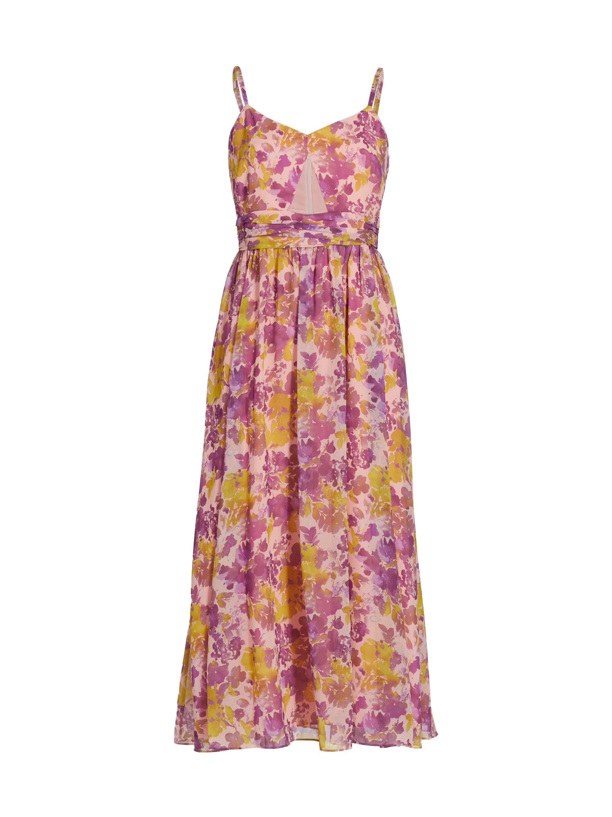 LDT Women's Floral Cut-Out Midi-Dress - Watercolor Floral