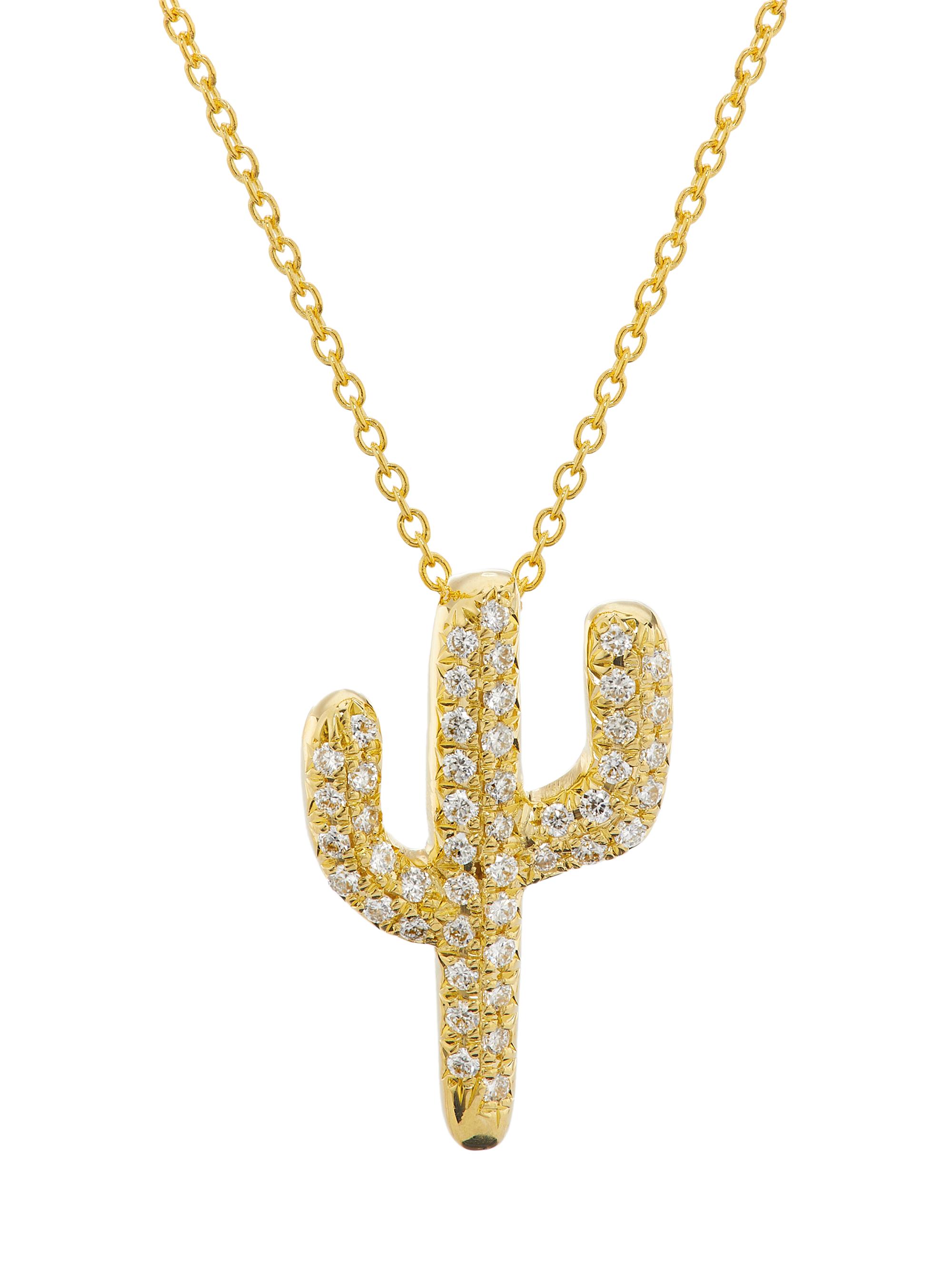 Roberto Coin 18K Yellow Gold & 0.25 TCW Diamond Cactus Pendant Necklace |  Saks Fifth Avenue