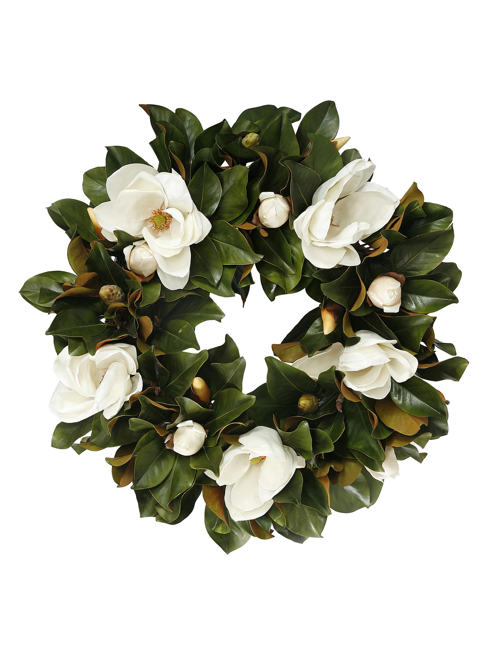 Winward Home Faux Magnolia Wreath - White