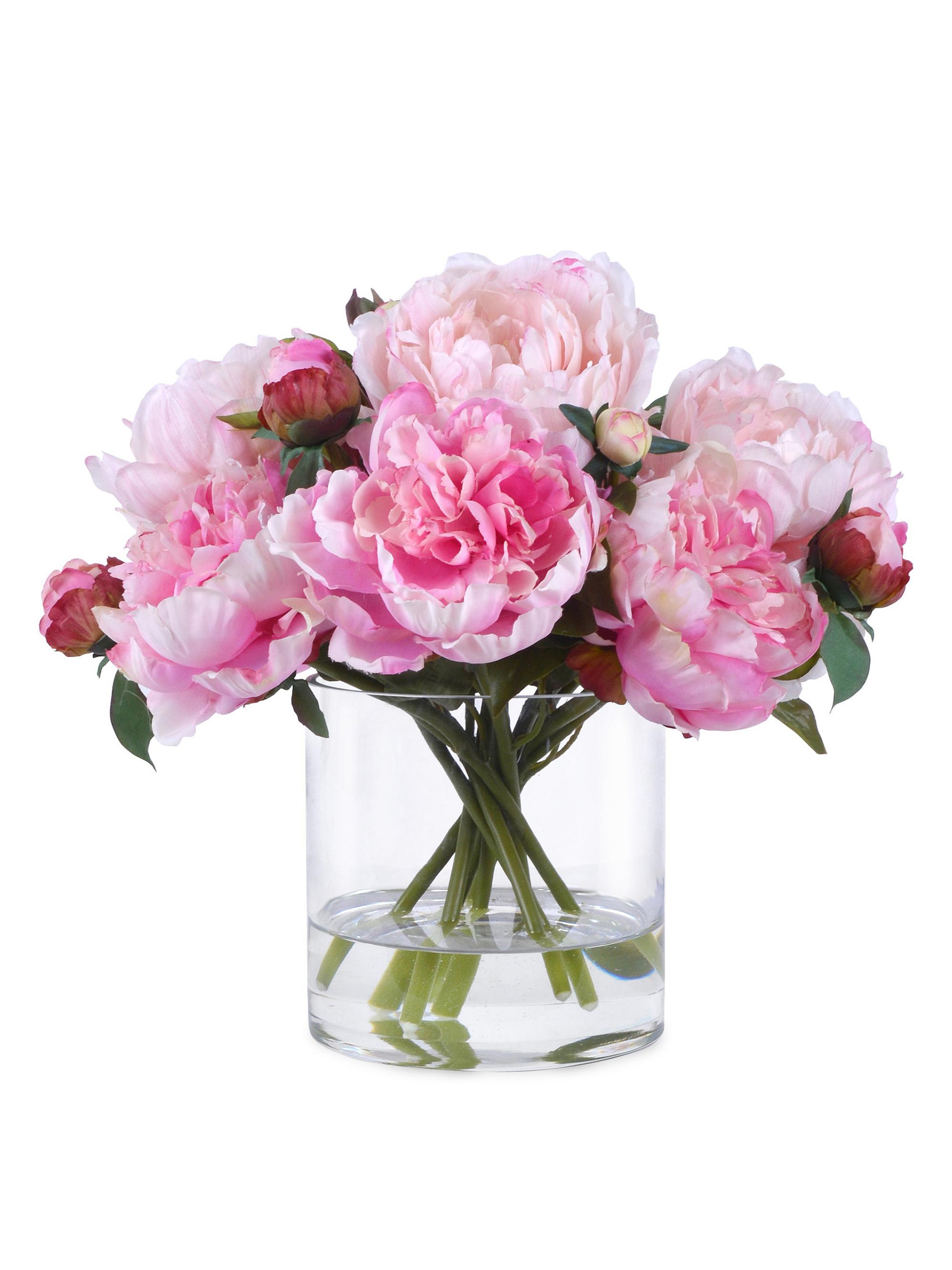 Winward Home Faux Floral Peonies in Glass Vase - Pink