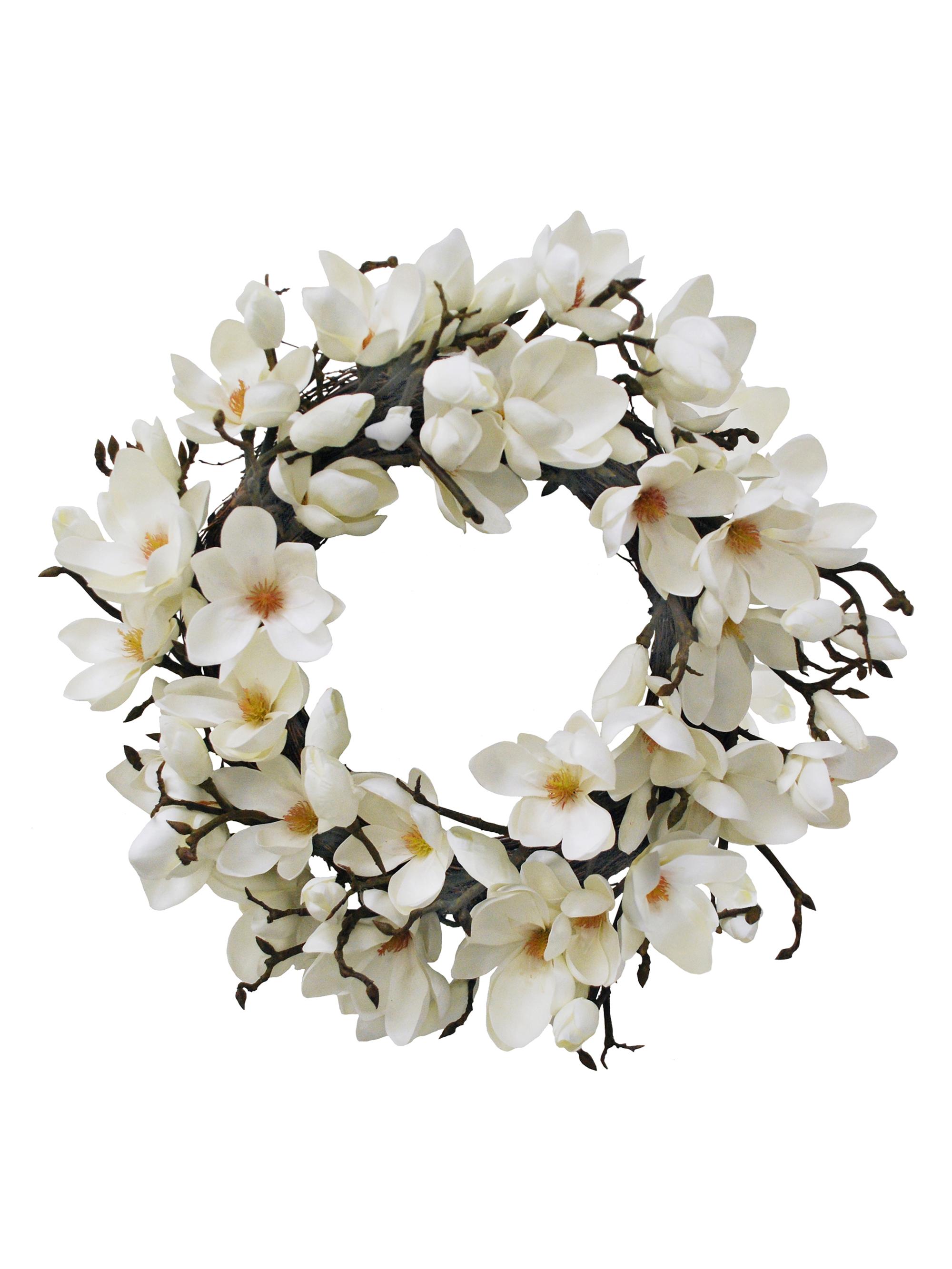 Winward Home Faux Japanese Magnolia Wreath - White
