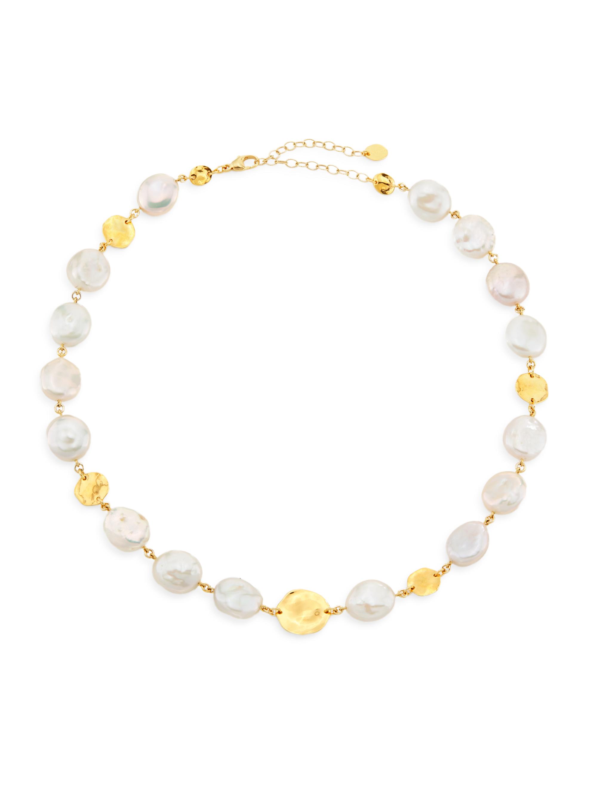 Chan Luu Women's 18K-Gold-Plated & Turquoise Disc Necklace - White Pearl