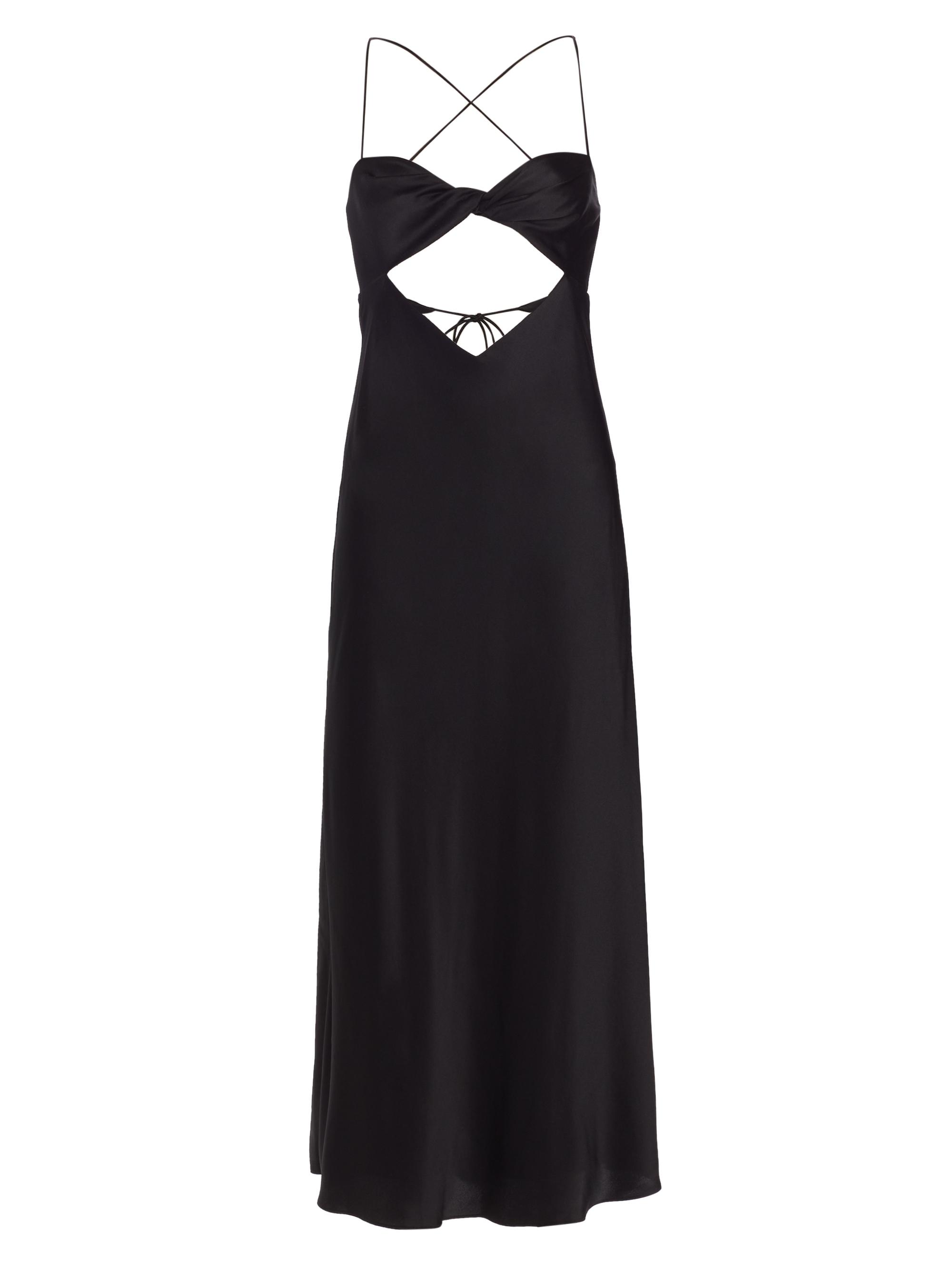 The Sei Women's Twisted Satin Silk Cut-Out Slipdress - Black