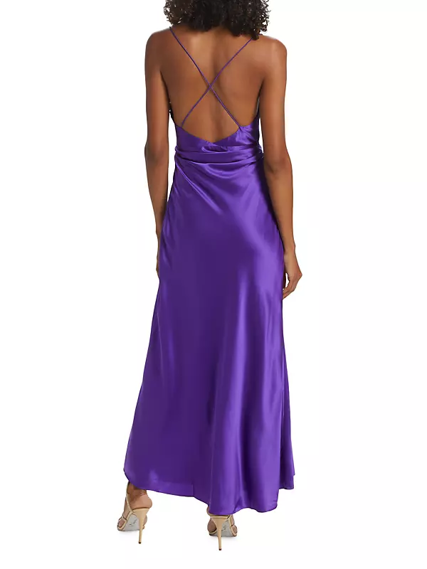 V-Neck Wrap Silk Gown