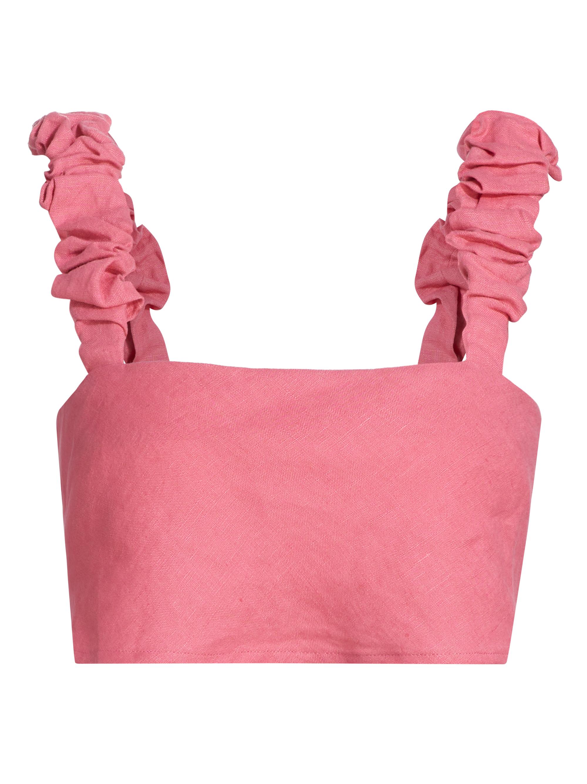 Hevron Women's Chelsea Cropped Linen Top - Bubblegum