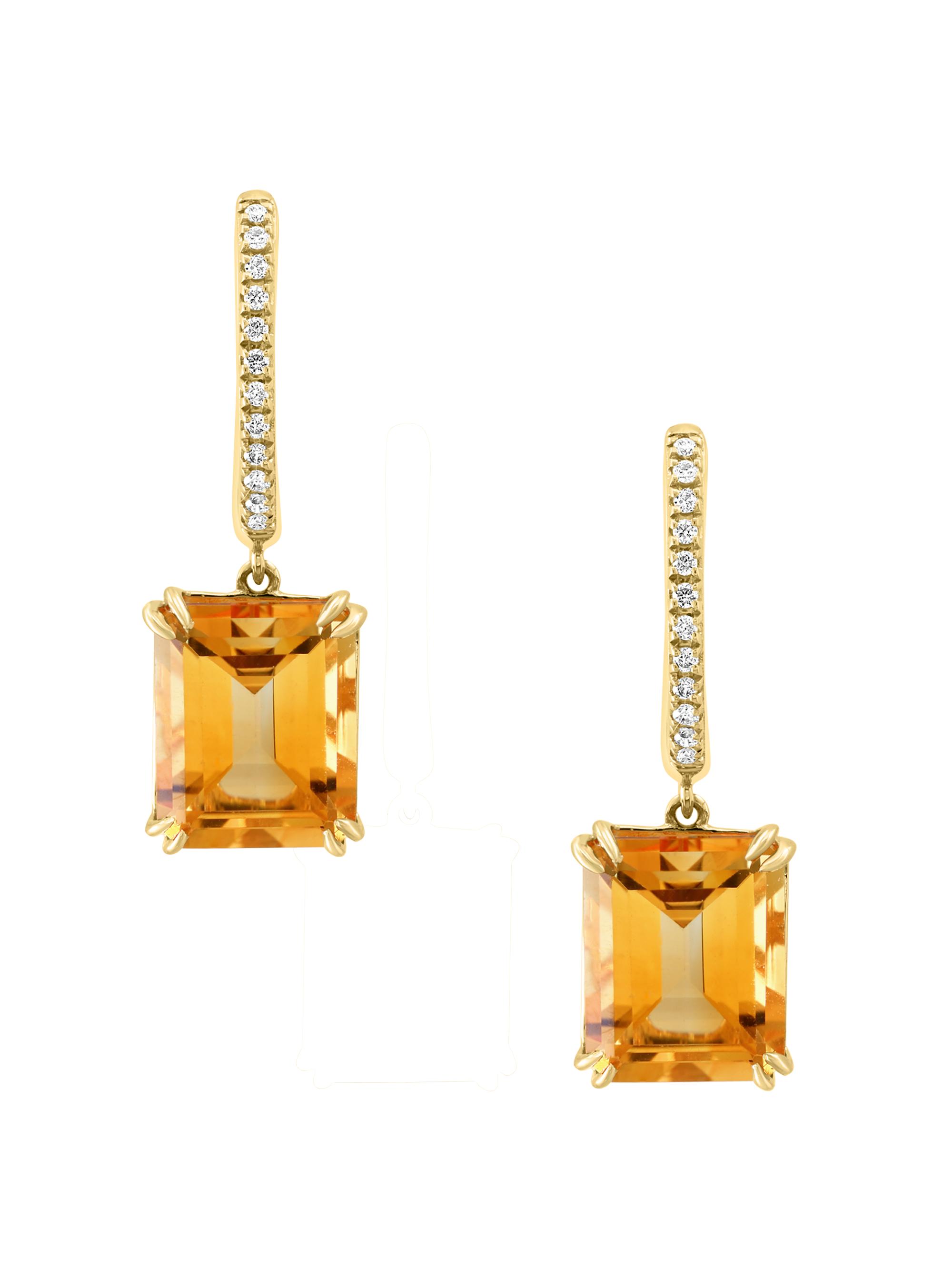 Saks Fifth Avenue Collection Women's 14K Yellow Gold, Citrine & 0.09 TCW Diamond Drop Earrings - Citrine