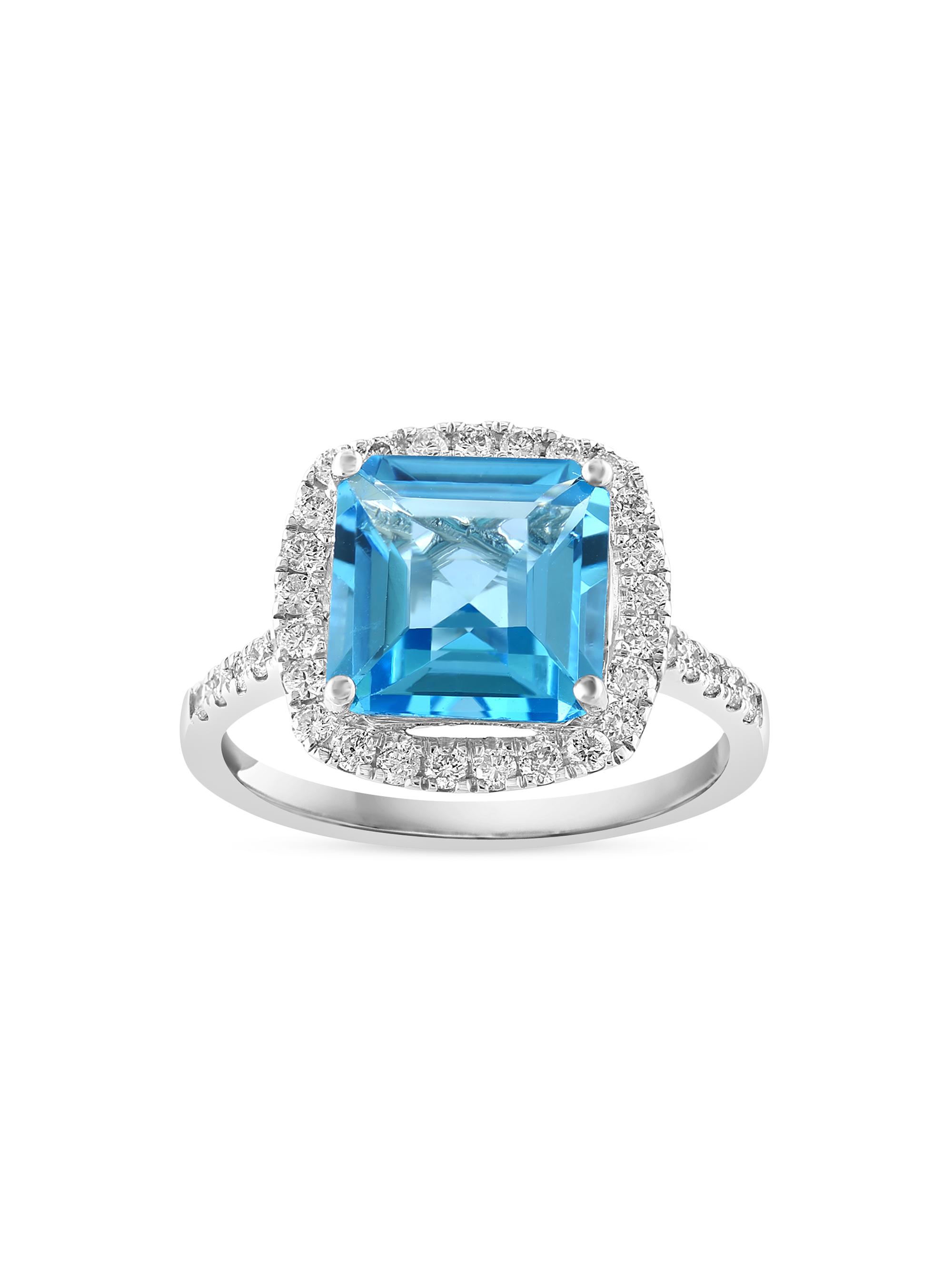 Saks Fifth Avenue Collection Women's 14K White Gold, Blue Topaz & 0.45 TCW Diamond Halo Ring - Blue