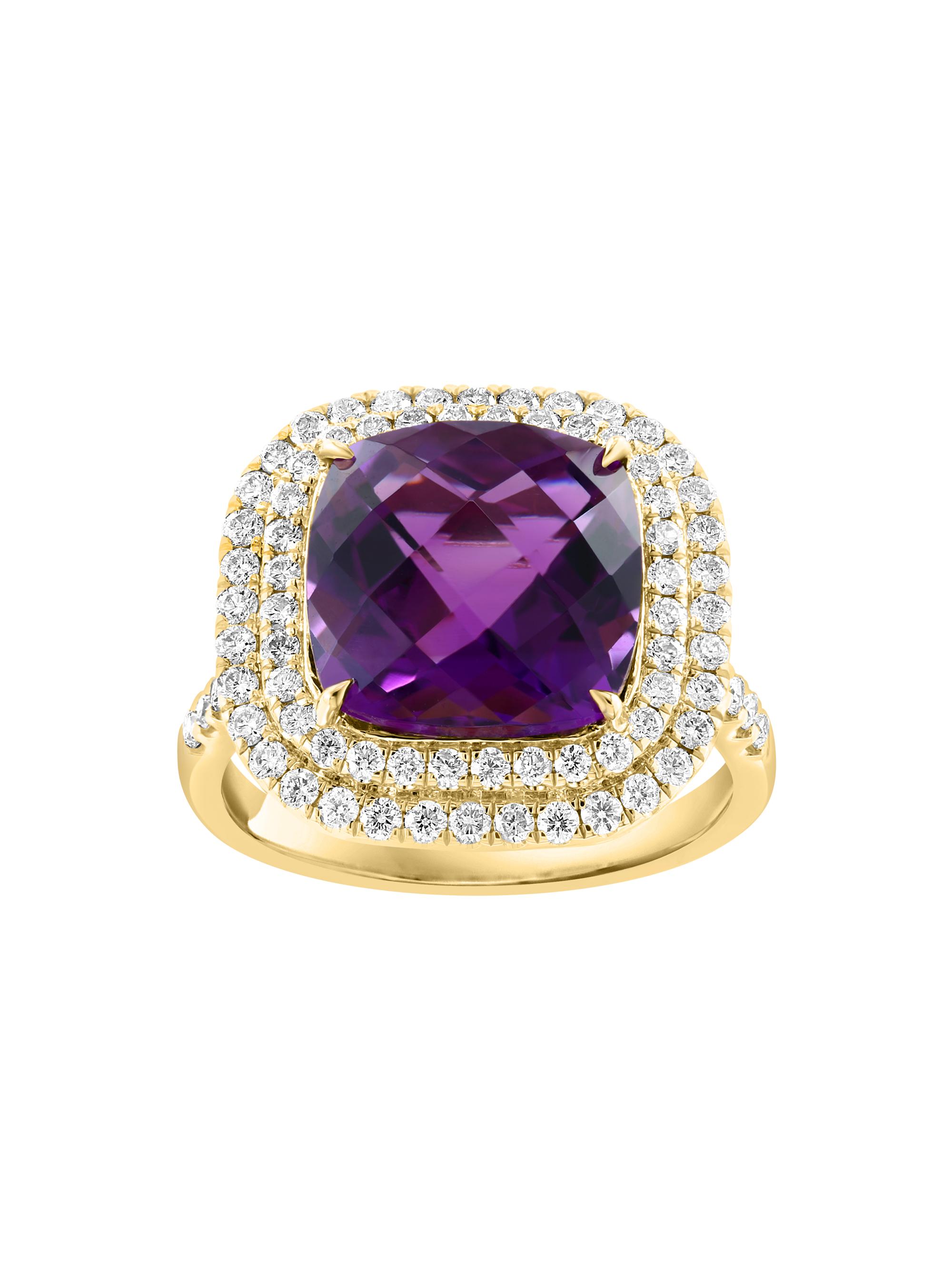 Saks Fifth Avenue Collection Women's 14K Yellow Gold, Amethyst & 0. TCW Diamond Halo Ring - Amethyst