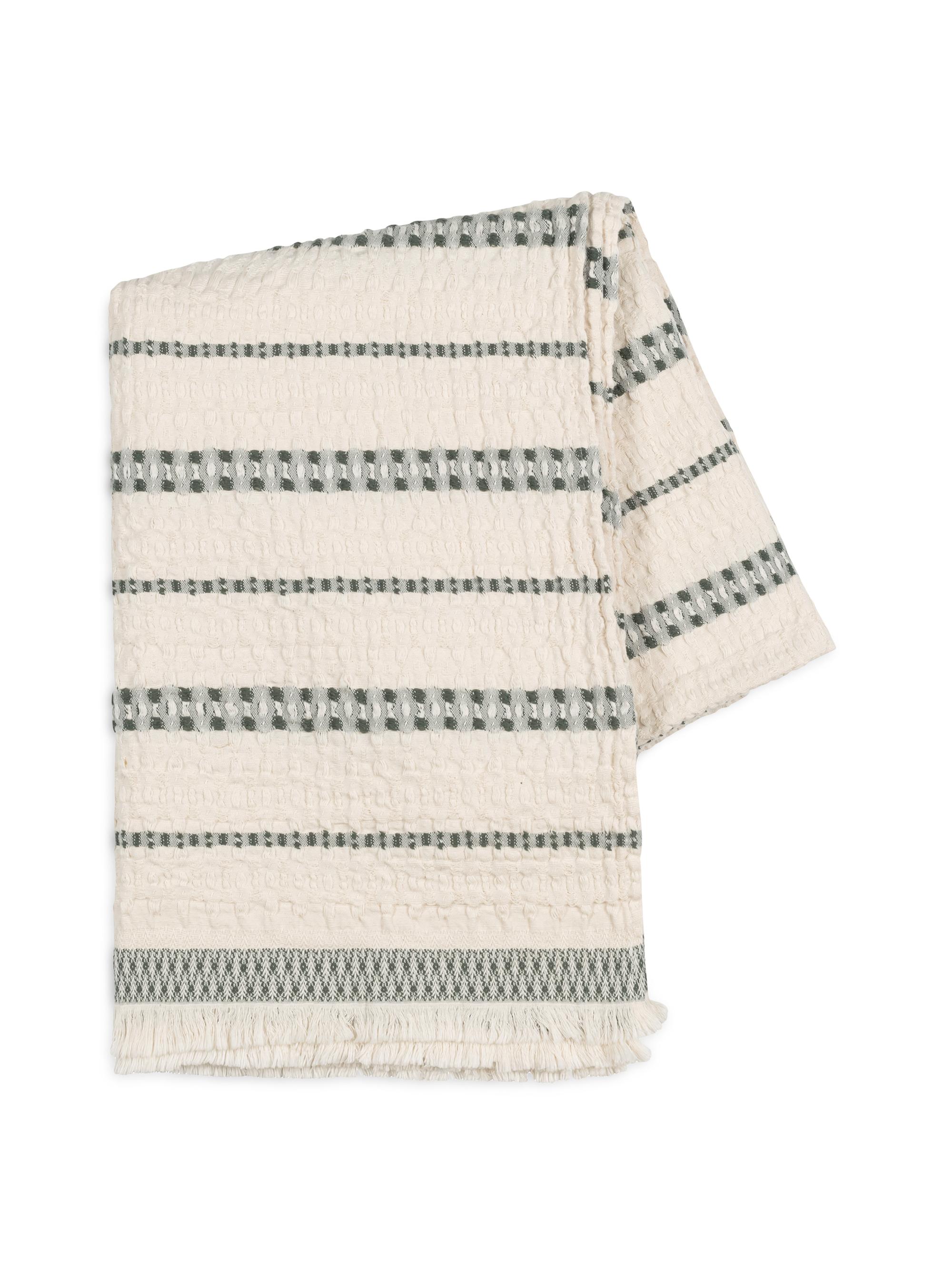 Lands Downunder Striped Cotton Throw - Olive
