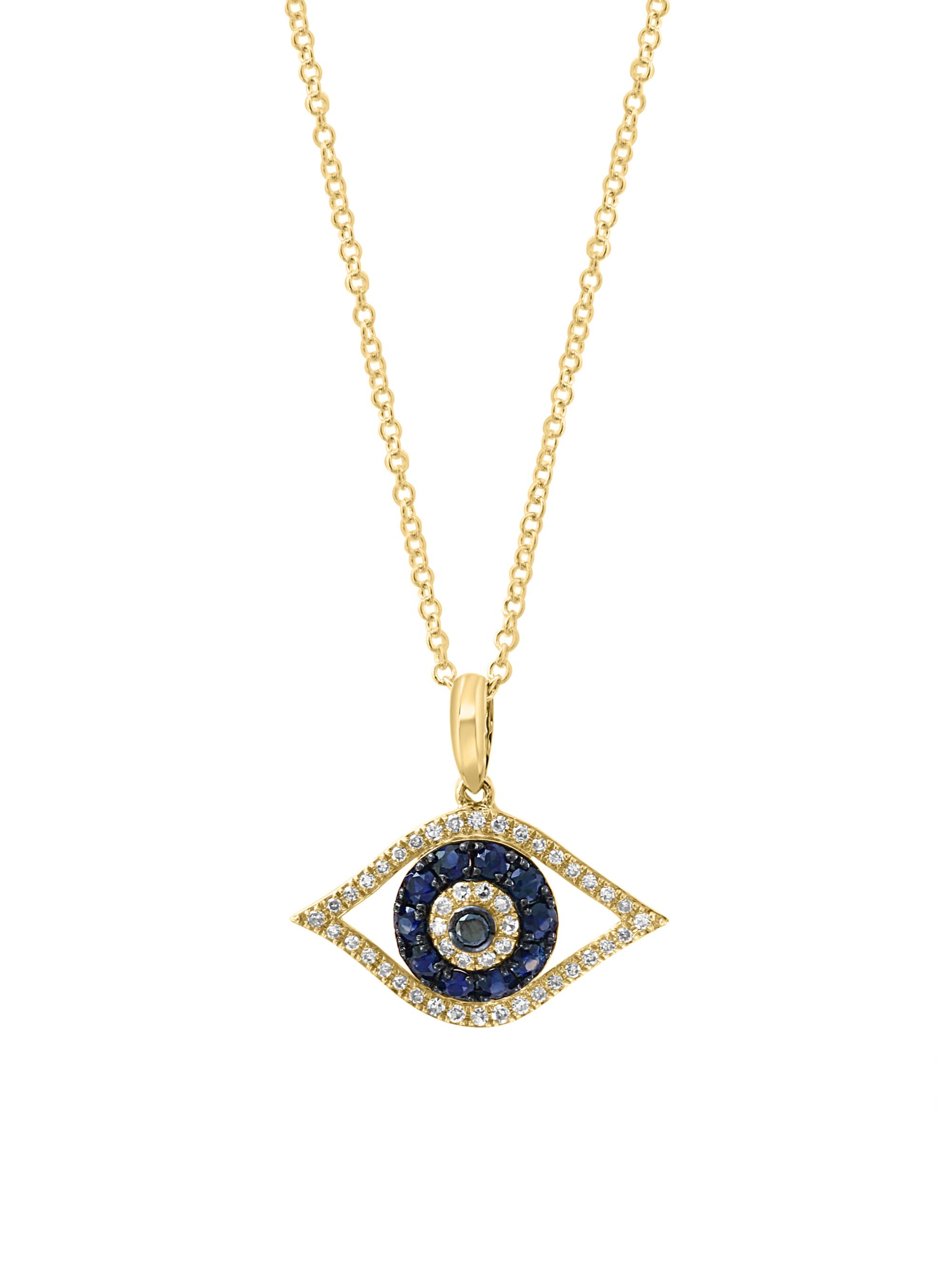 Saks Fifth Avenue Collection Women's 14K Yellow Gold, Blue Sapphire & 0.14 TCW Diamond Evil Eye Pendant Necklace - Green