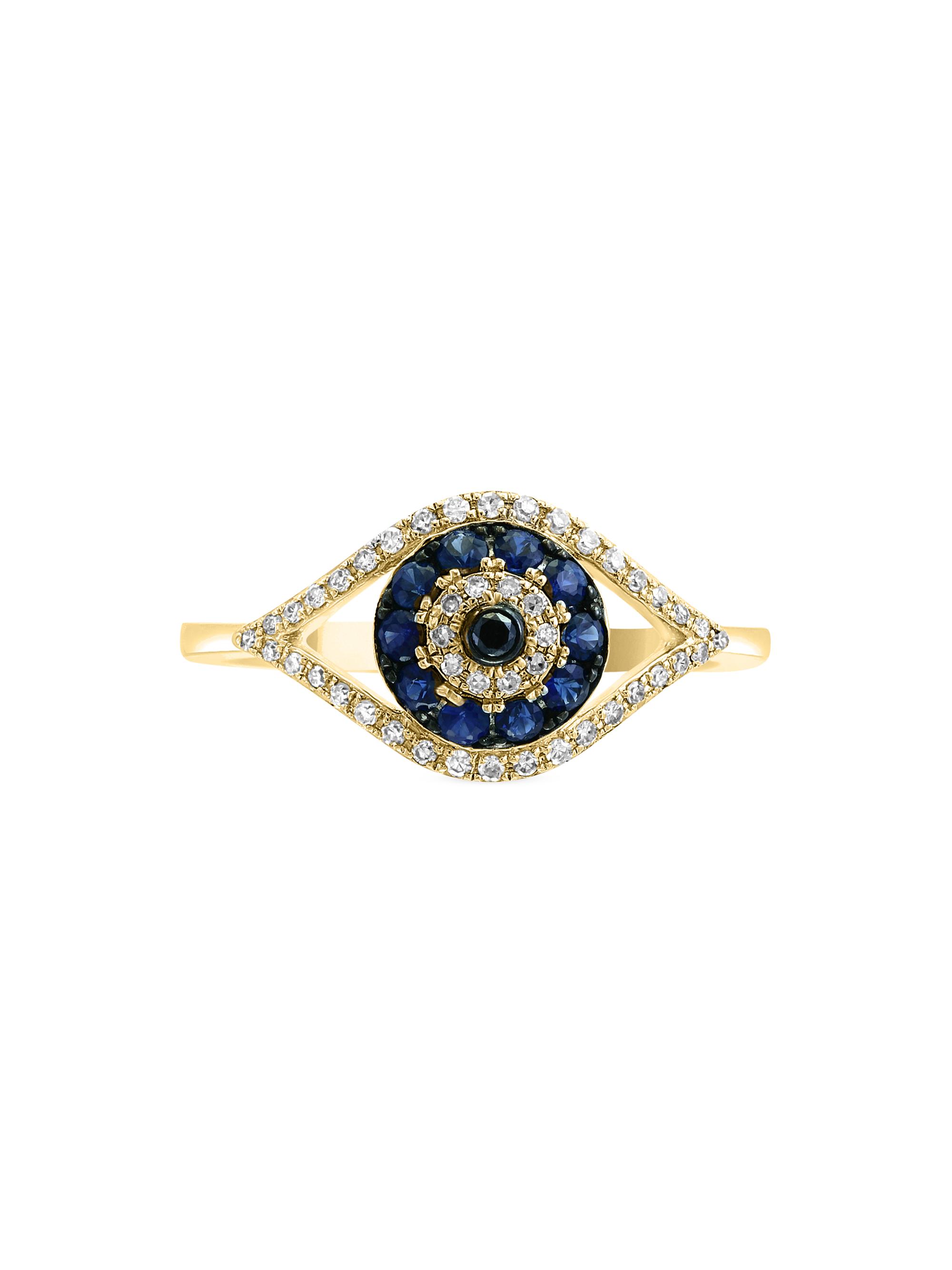 Saks Fifth Avenue Collection Women's 14K Yellow Gold, Blue Sapphire & 0.1 TCW Diamond Evil Eye Ring - Gold