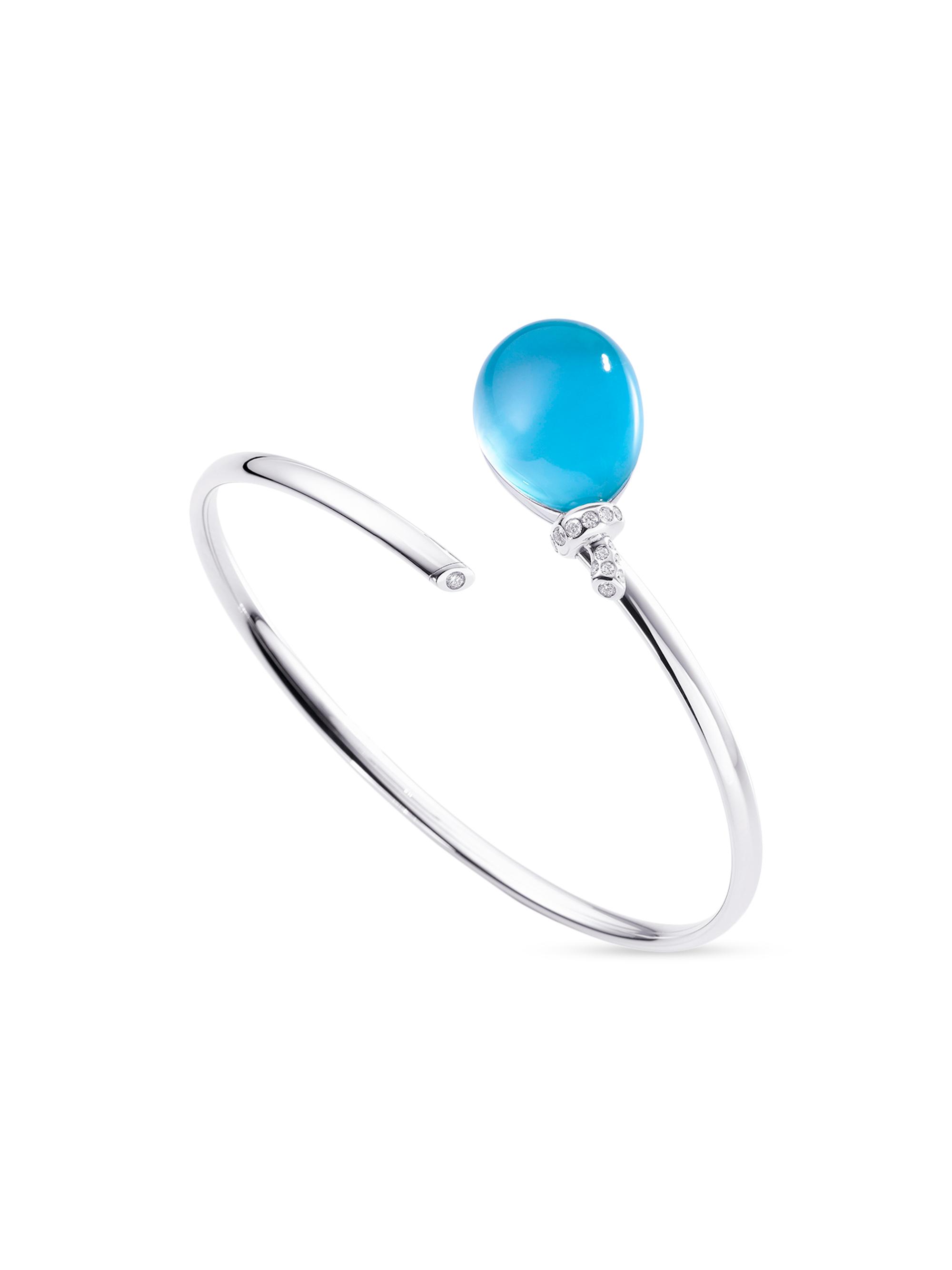 Vhernier Women's Palloncini Mini 18K White Gold, 0.15 TCW Diamond, Turquoise & Rock Crystal Wrap Bracelet - White Gold