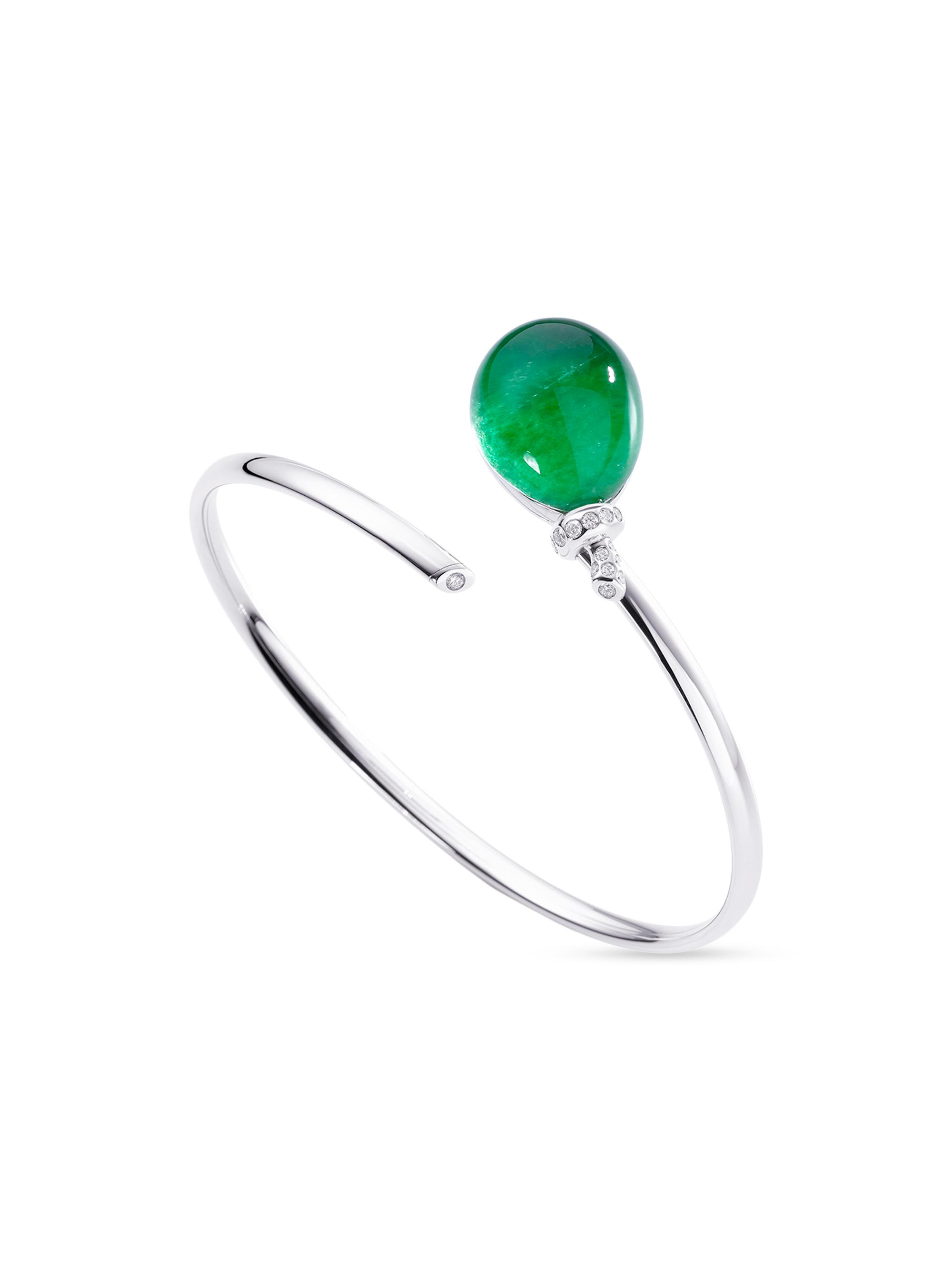 Vhernier Women's Palloncini Mini 18K White Gold, 0.15 TCW Diamond, Jade & Rock Crystal Wrap Bracelet - White Gold