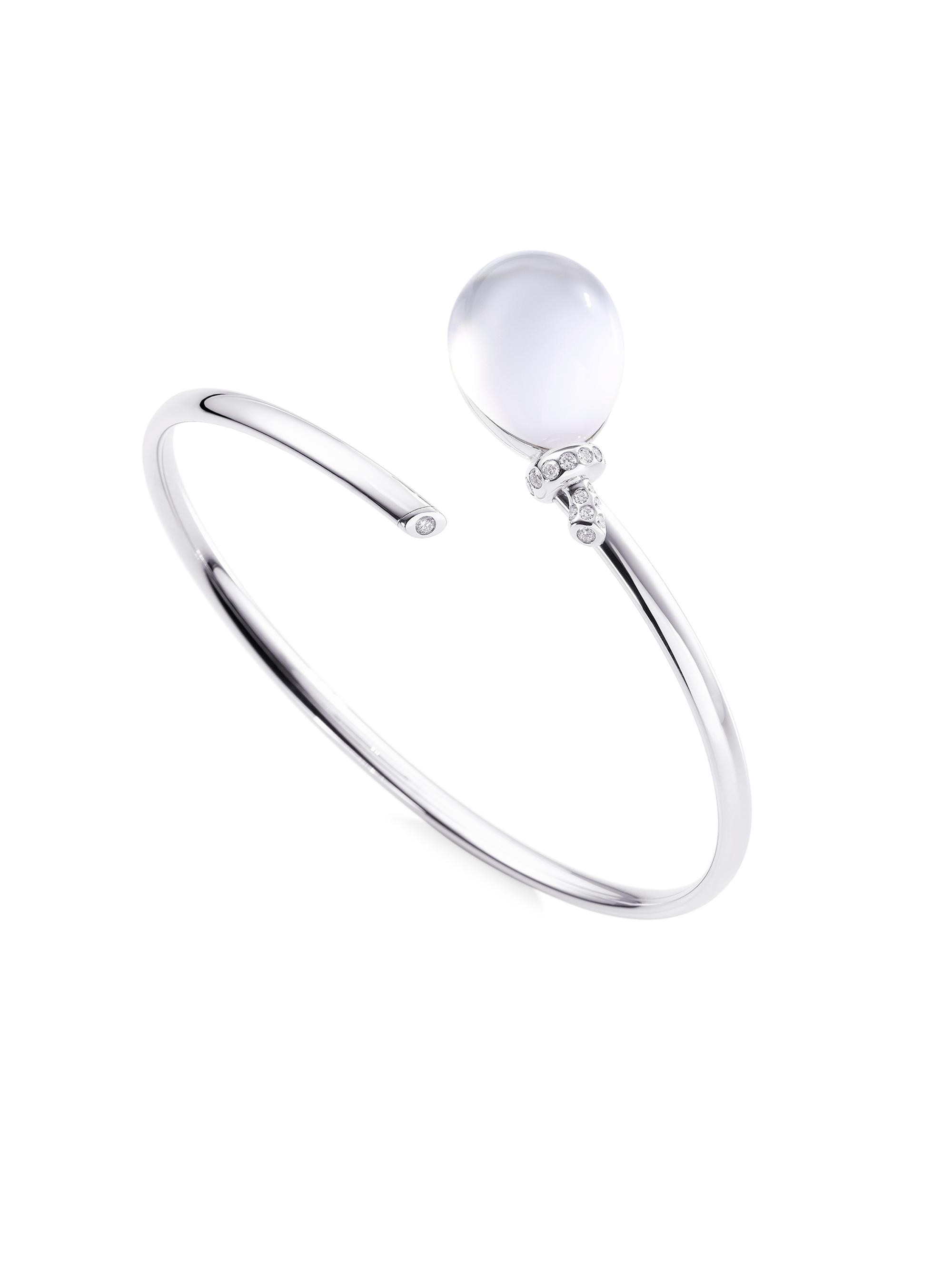 Vhernier Women's Palloncini Mini 18K White Gold, 0.15 TCW Diamond, Mother-Of-Pearl & Rock Crystal Wrap Bracelet - White Gold