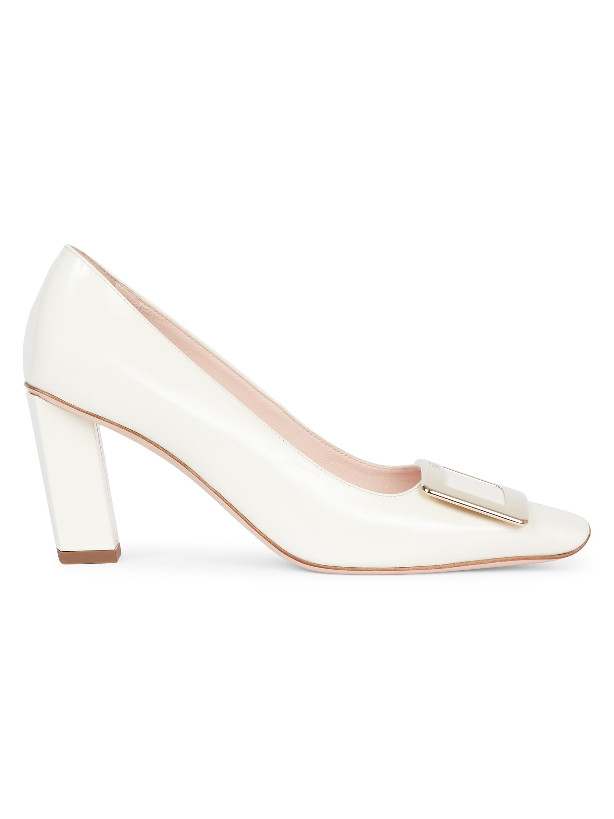 Roger Vivier Women's Belle Vivier 75MM Leather Buckle Pumps - Cream