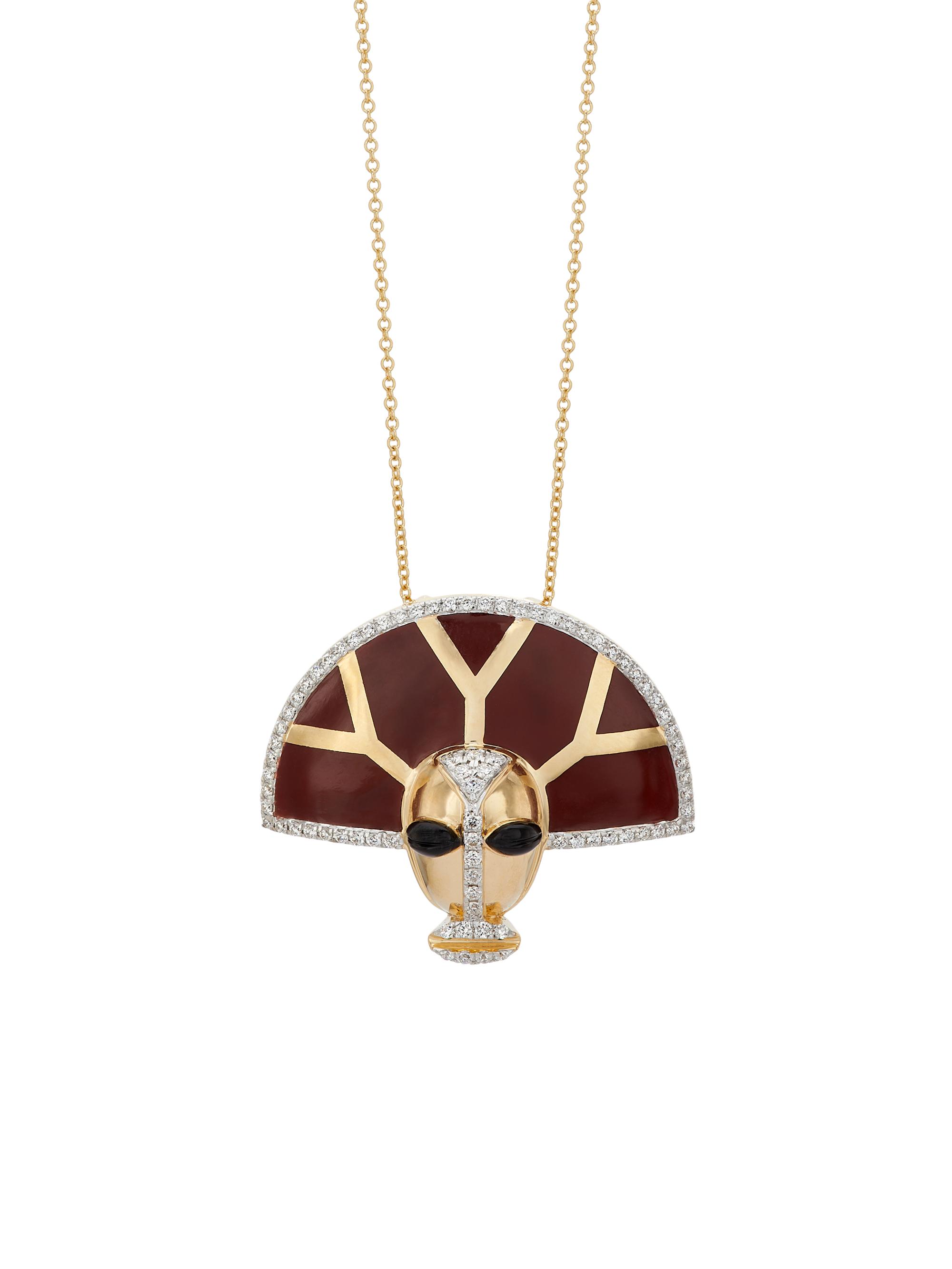 Matturi Fine Jewelry Women's Nomoli Totem 18K Gold, Diamond & Enamel Necklace - Brown