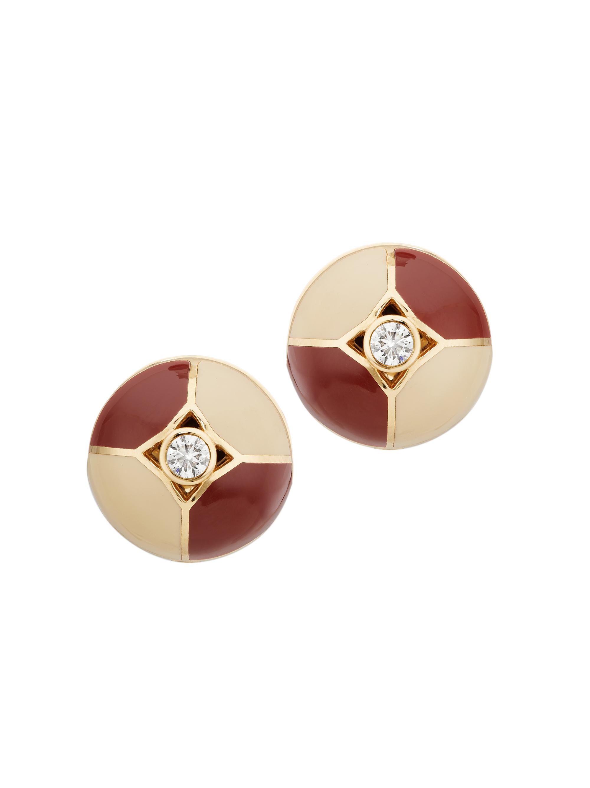 Matturi Fine Jewelry Women's 18K Gold, Diamond & Enamel Stud Earrings - Brown