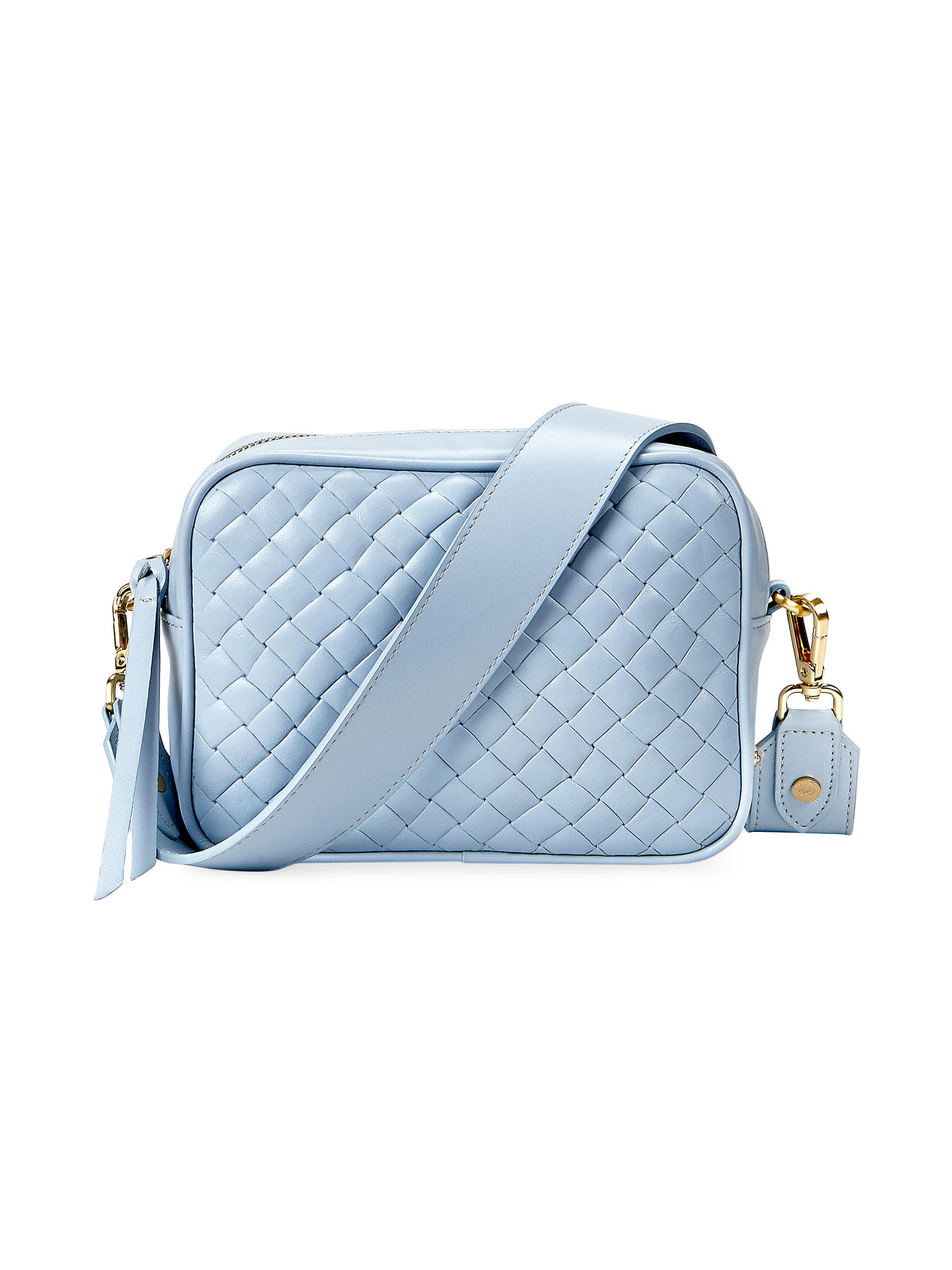 GiGi New York Women's Madison Woven Leather Crossbody Bag - Light Blue