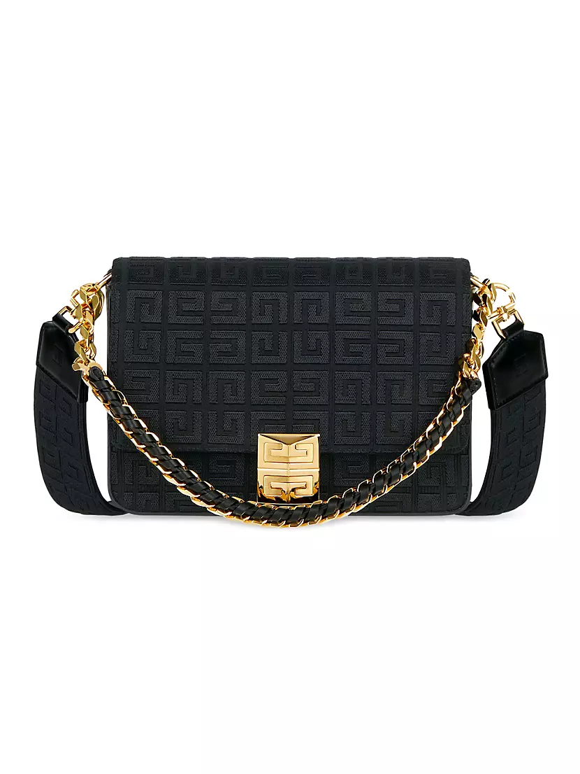 Shop Givenchy Medium 4G Bag in 4G Embroidered Canvas with Chain