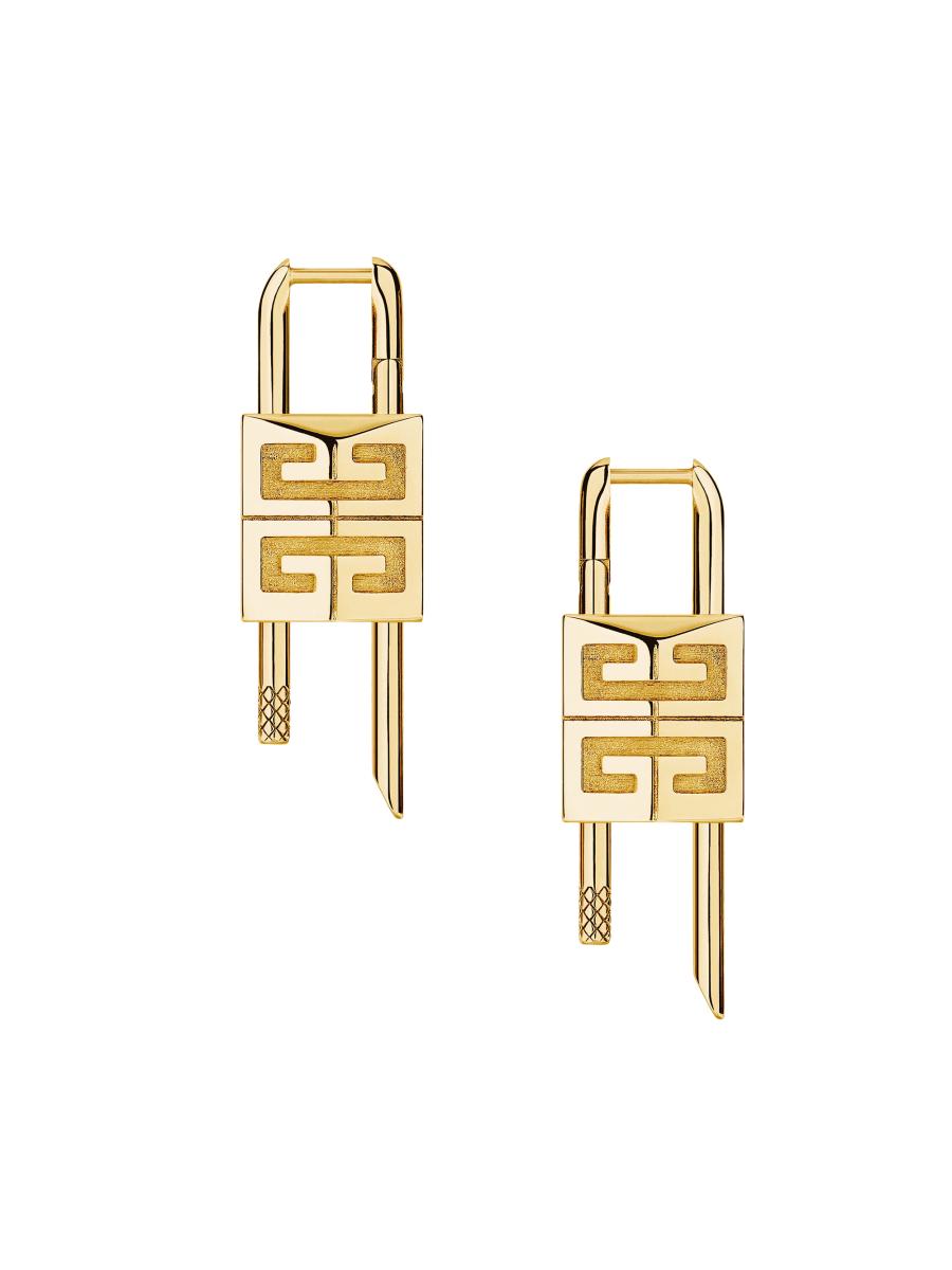 GIVENCHY キーリング パッドロック GOLDEN YELLOW GIVENCHY Padlock Keyring Gold Color Logo Engraved Keychain