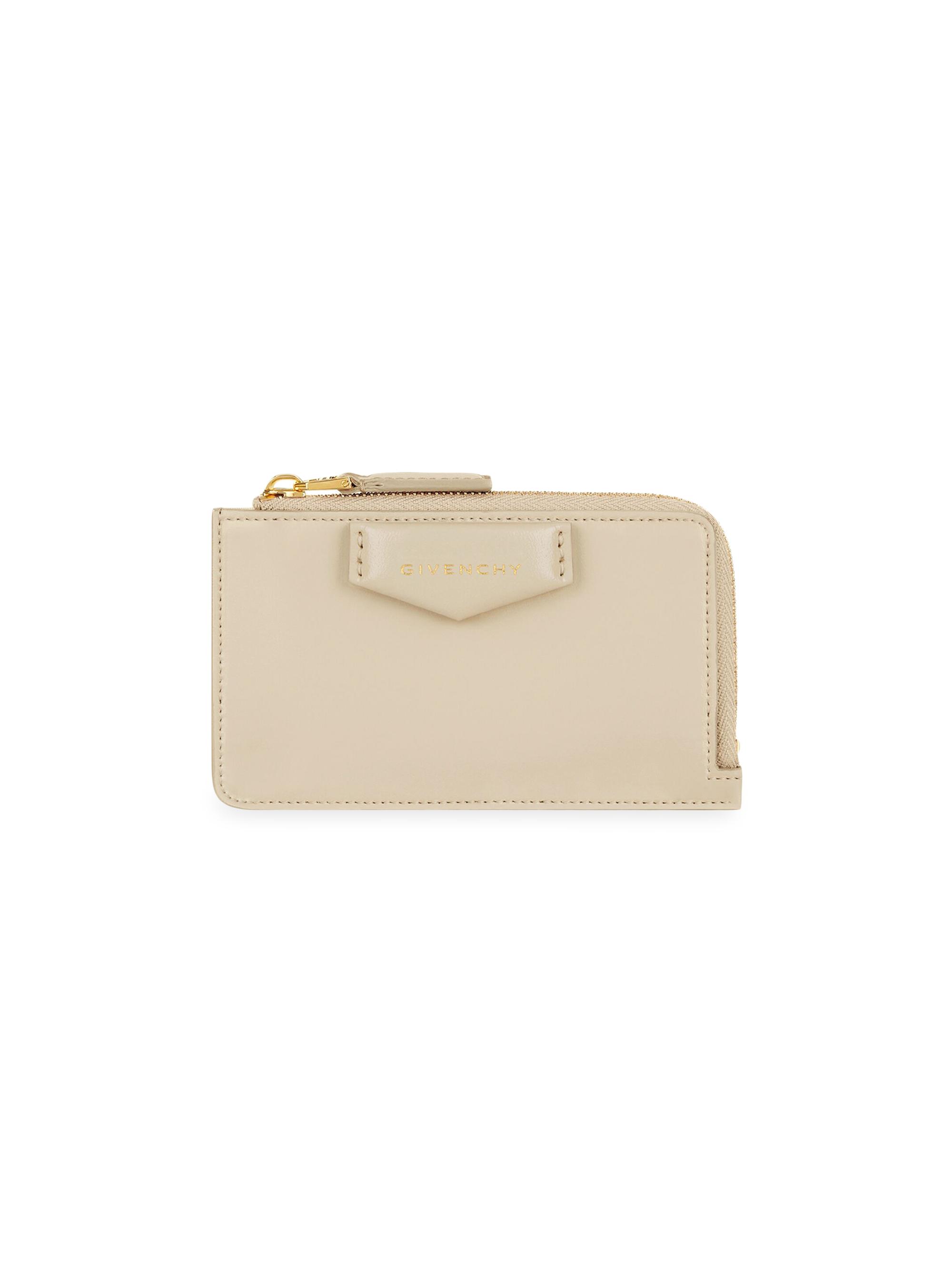 Givenchy Women's Antigona Zipped Card Holder in Box Leather - Natural Beige