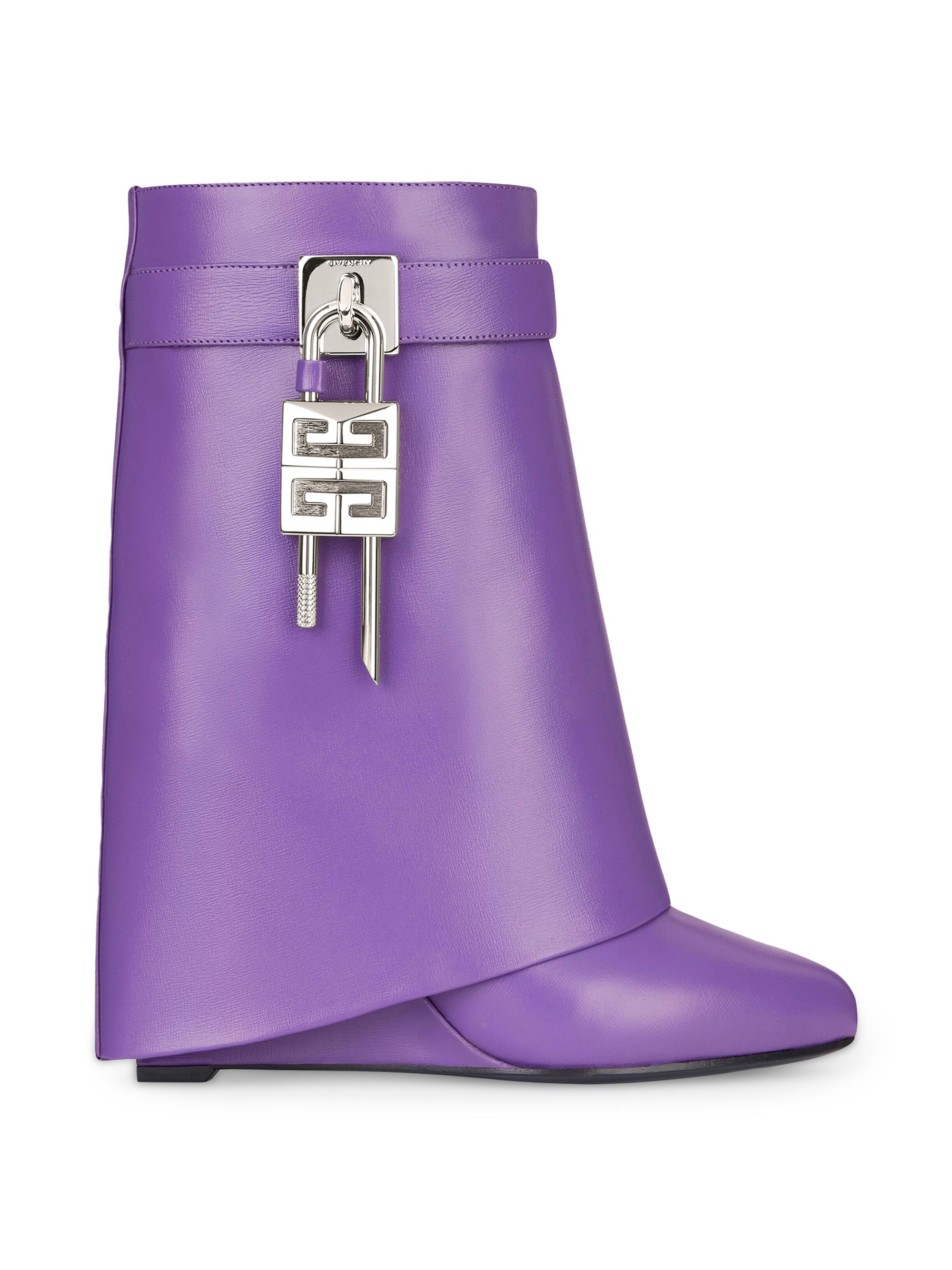 Givenchy Women's Shark Lock Ankle Boots in Leather - Gold Purple