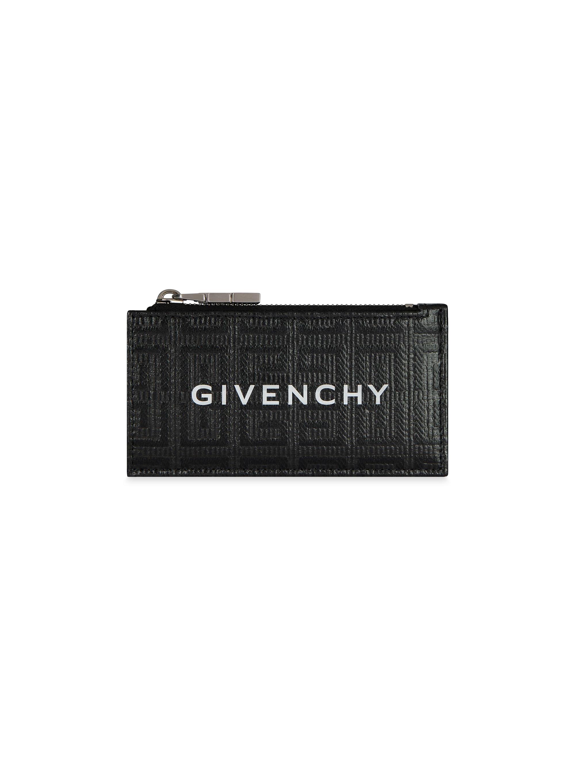 Givenchy Men's Zipped Card Holder in 4G Coated Canvas and Leather - Black