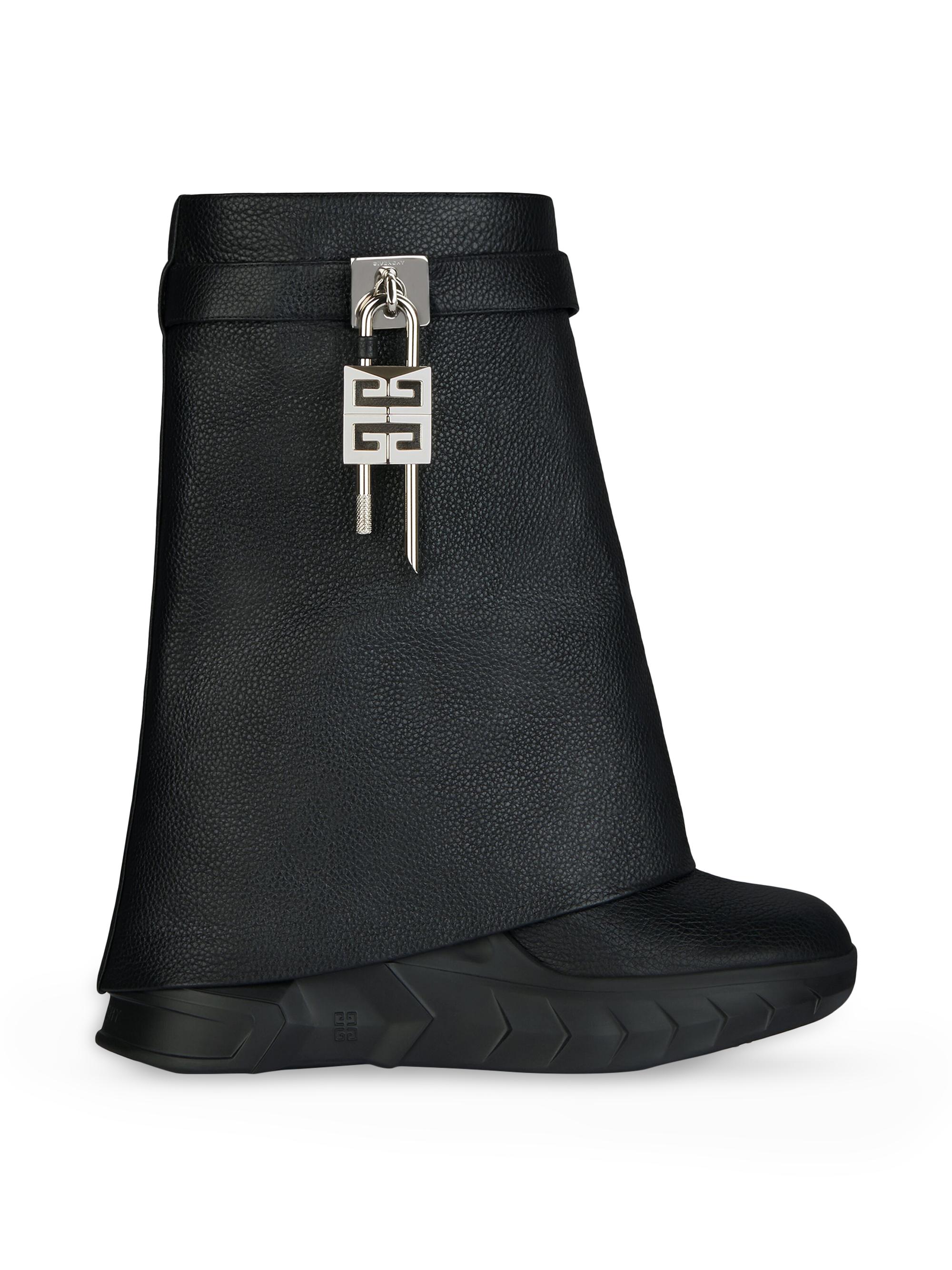 Givenchy Women's Shark Lock Biker Ankle Boots in Grained Leather - Black