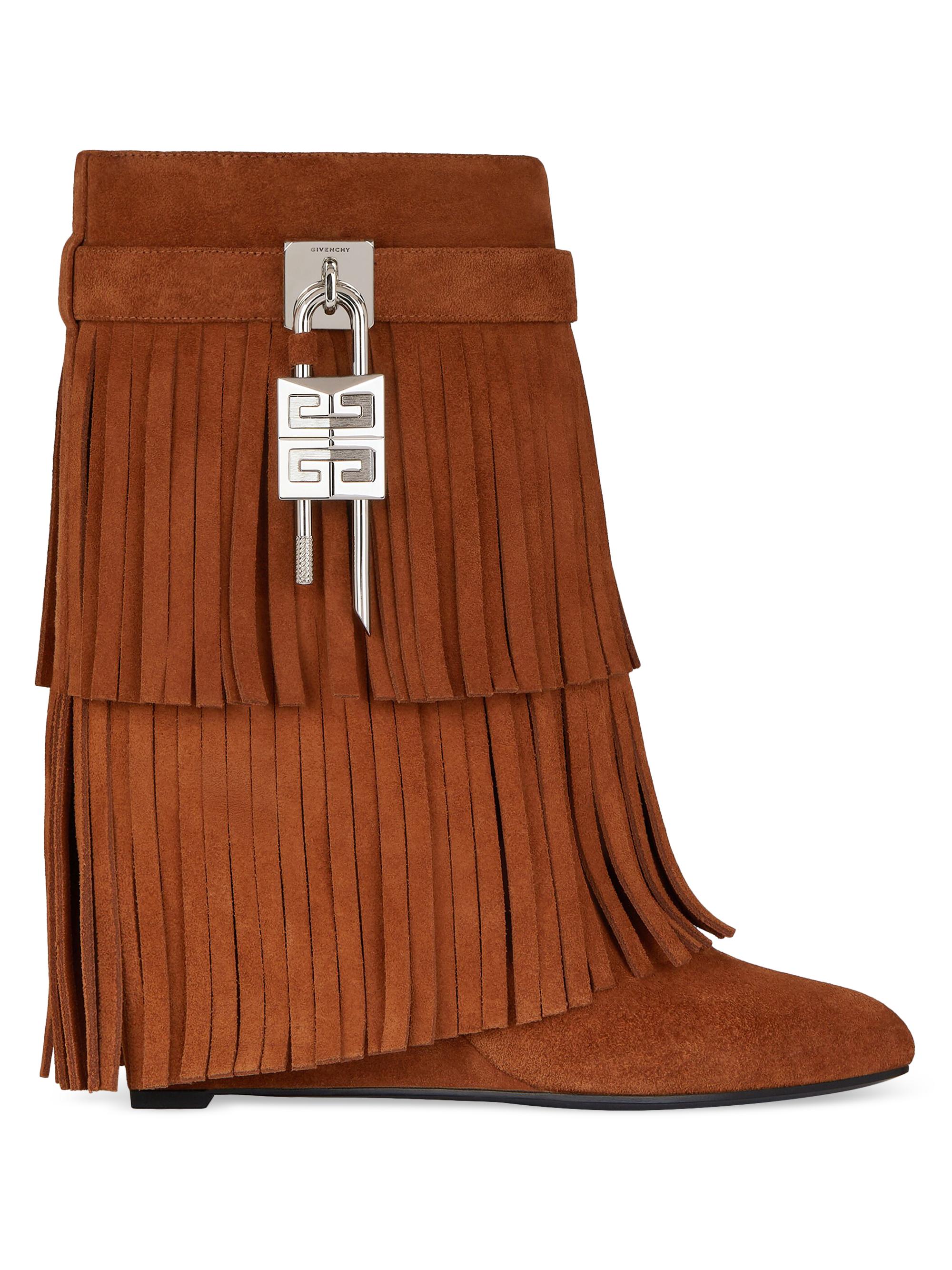 Givenchy Women's Shark Lock Ankle Boots in Suede - Brown