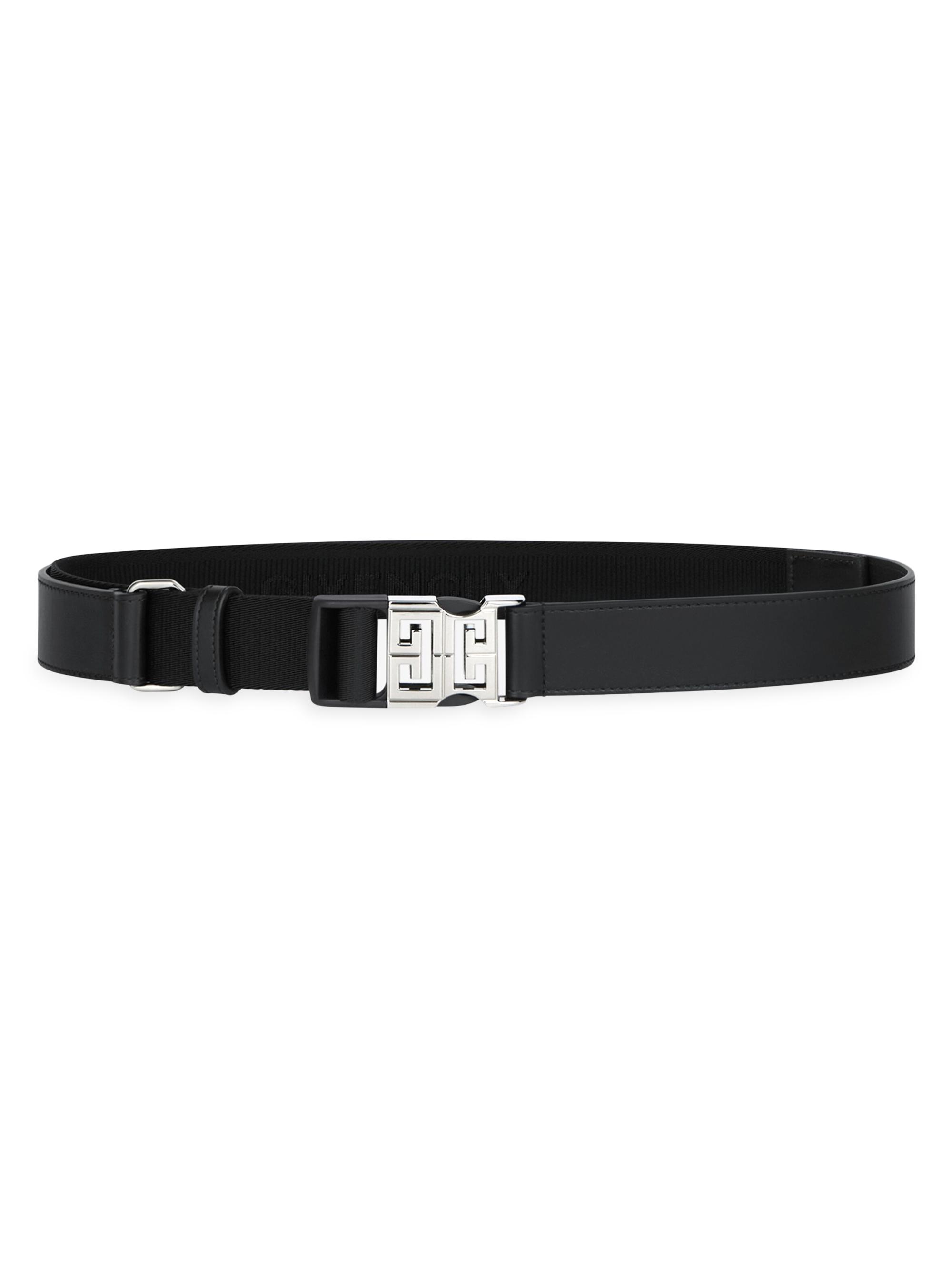 Givenchy Men's 4G Belt in Leather and Canvas - Black