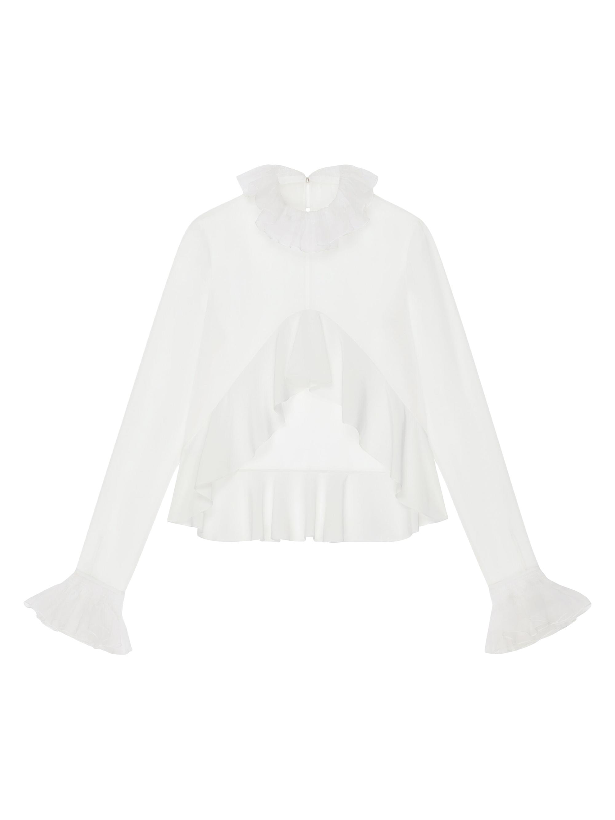 Givenchy Women's Blouse in Organza with Ruffles - White