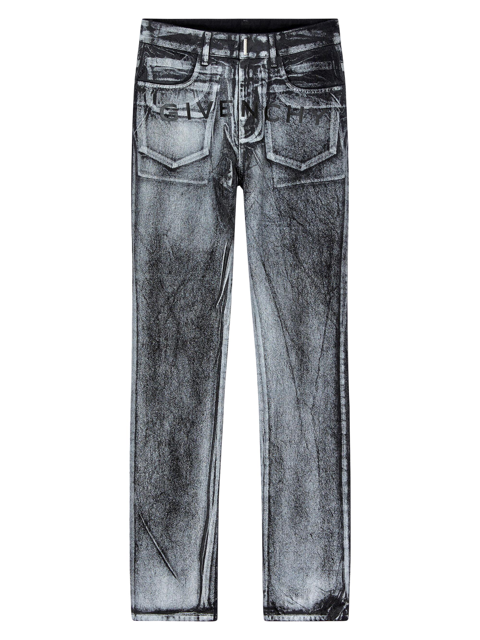 Givenchy Men's Straight Fit Jeans in Painted Denim - Black Grey