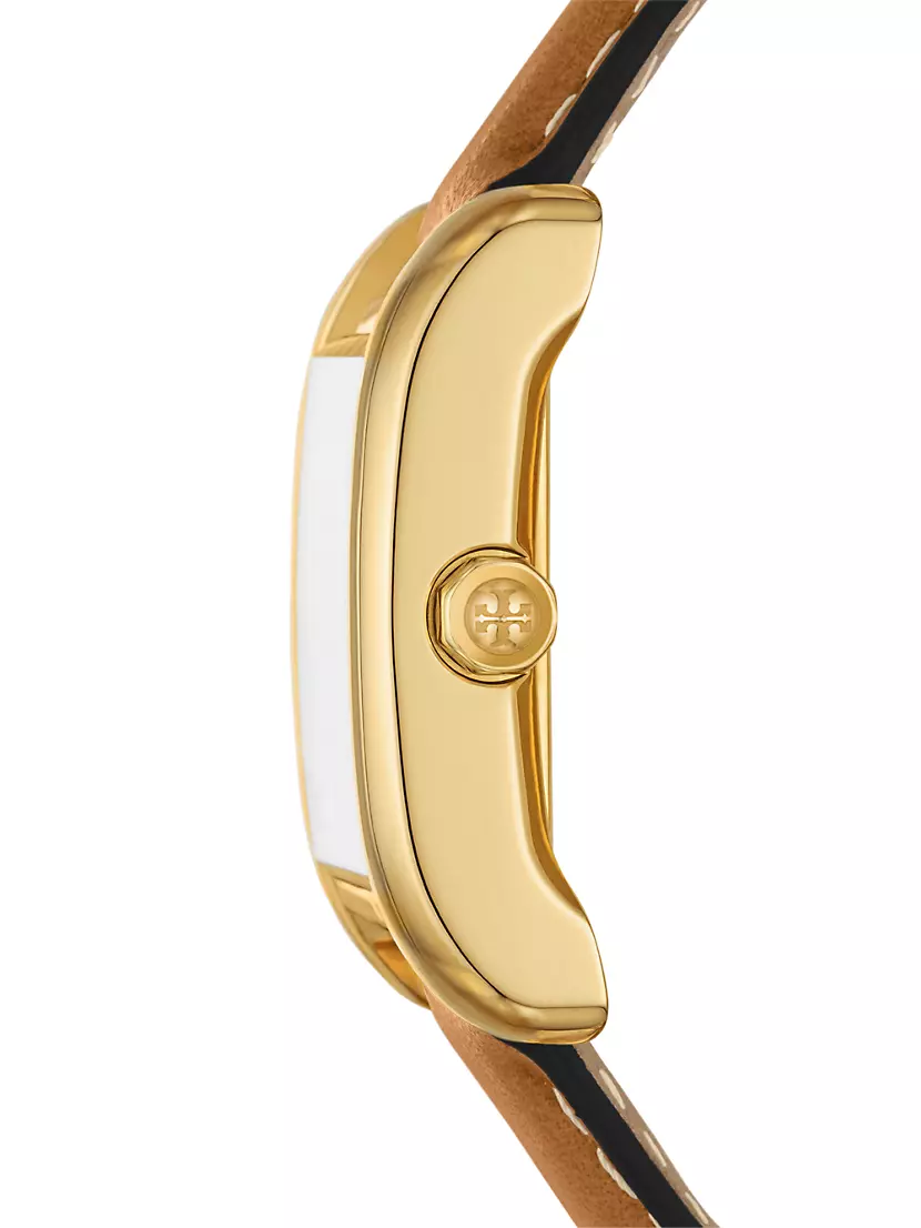 Shop Tory Burch The Eleanor Goldtone Stainless Steel & Leather 