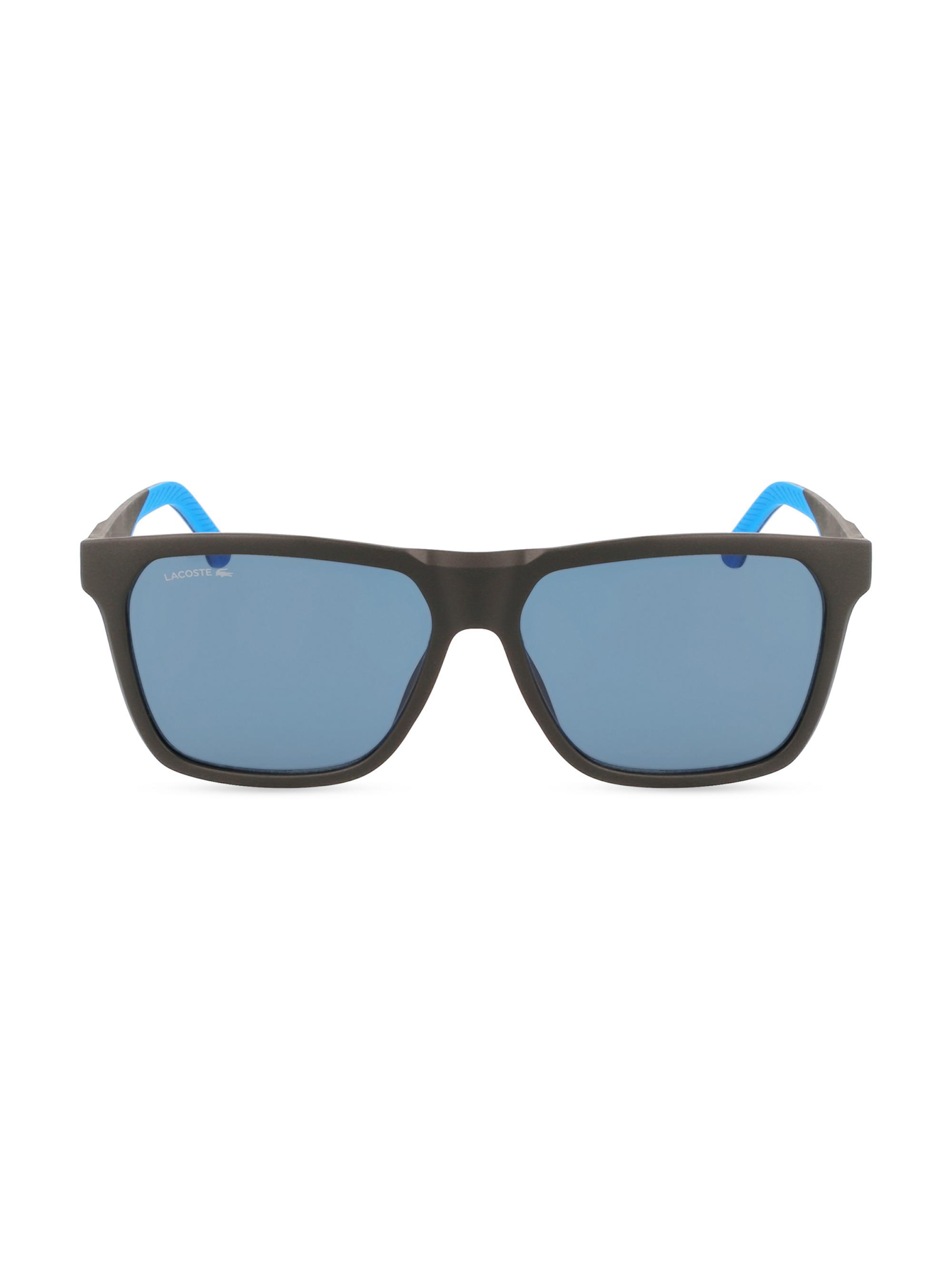 Lacoste Men's Rubber Croc Sport-Inspired 57MM Rectangular Sunglasses - Matte Black