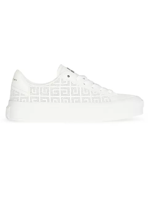 Shop Givenchy City Court Monogram Perforated Leather Sneakers