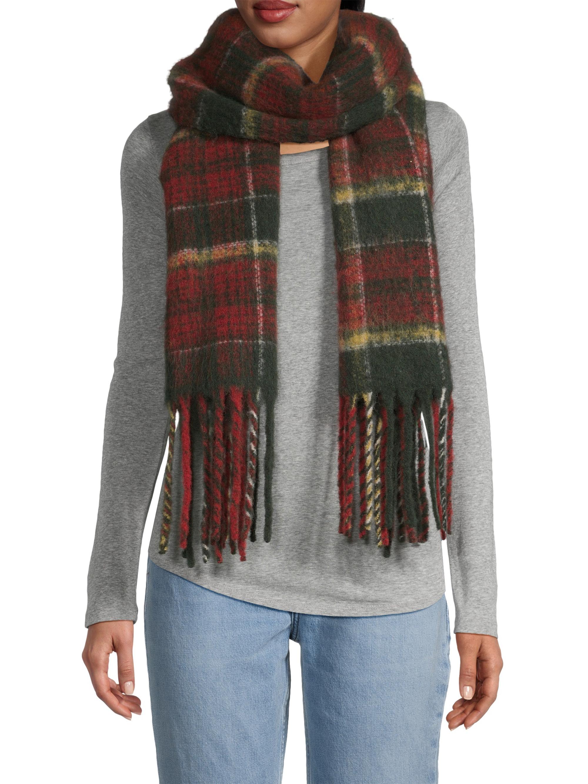 Saks Fifth Avenue COLLECTION Plaid Oversized Fuzzy Scarf Saks