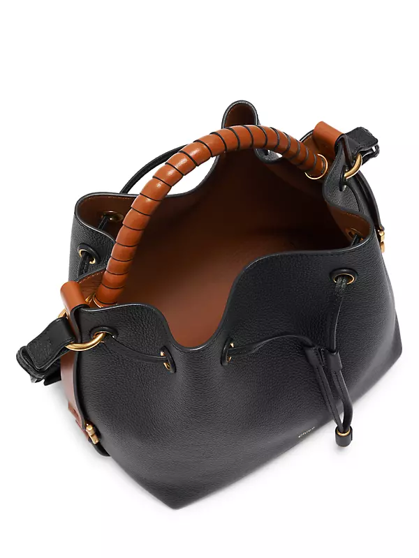 CHLOÉ Marcie mini embellished leather-trimmed suede bucket bag