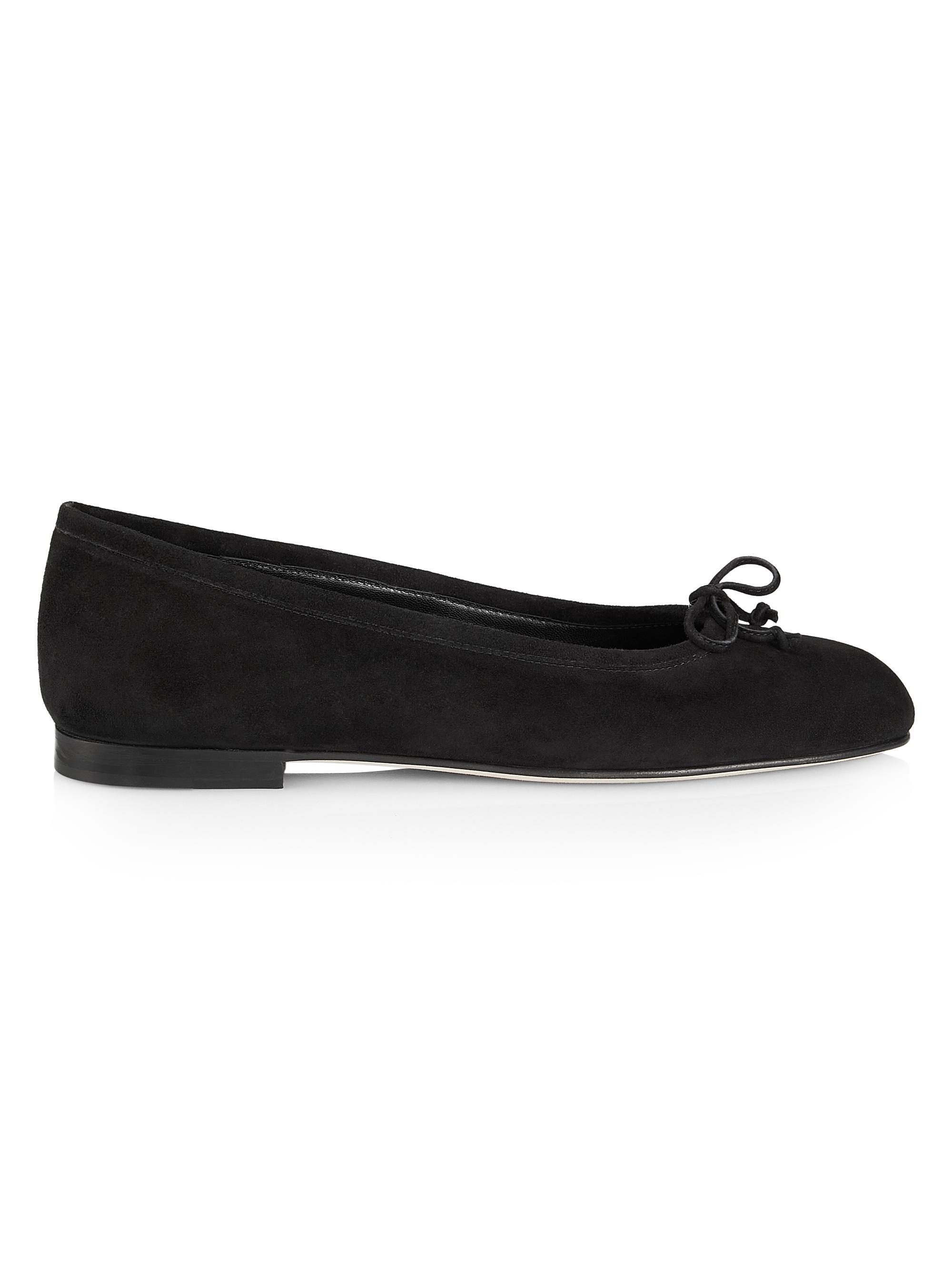 Manolo Blahnik Women's Veralli Seude Ballerinas - Black - Women's Clothing