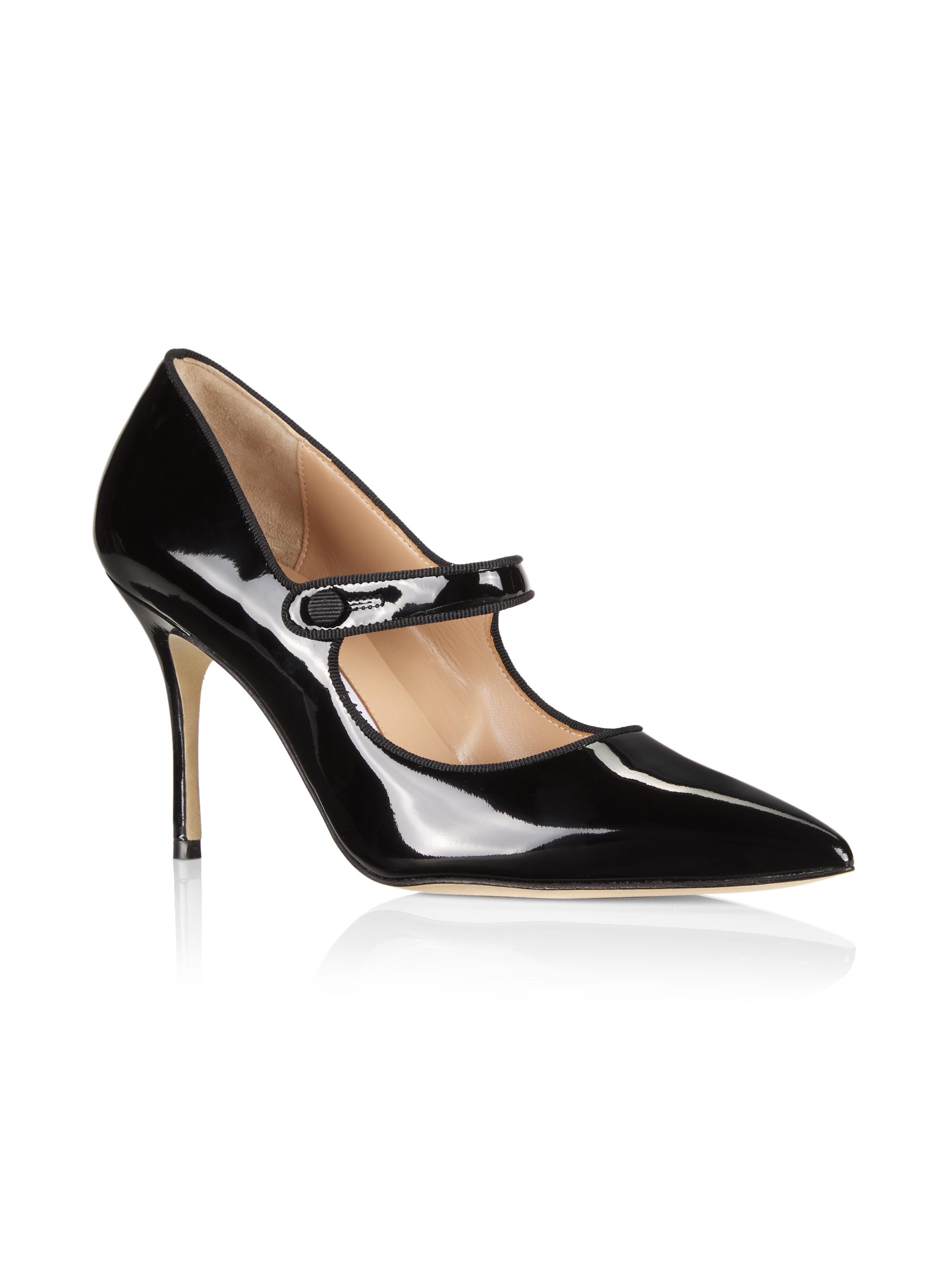 Manolo Blahnik Women's Campari 90MM Patent Leather Mary Jane Pumps - Black - back view in Black