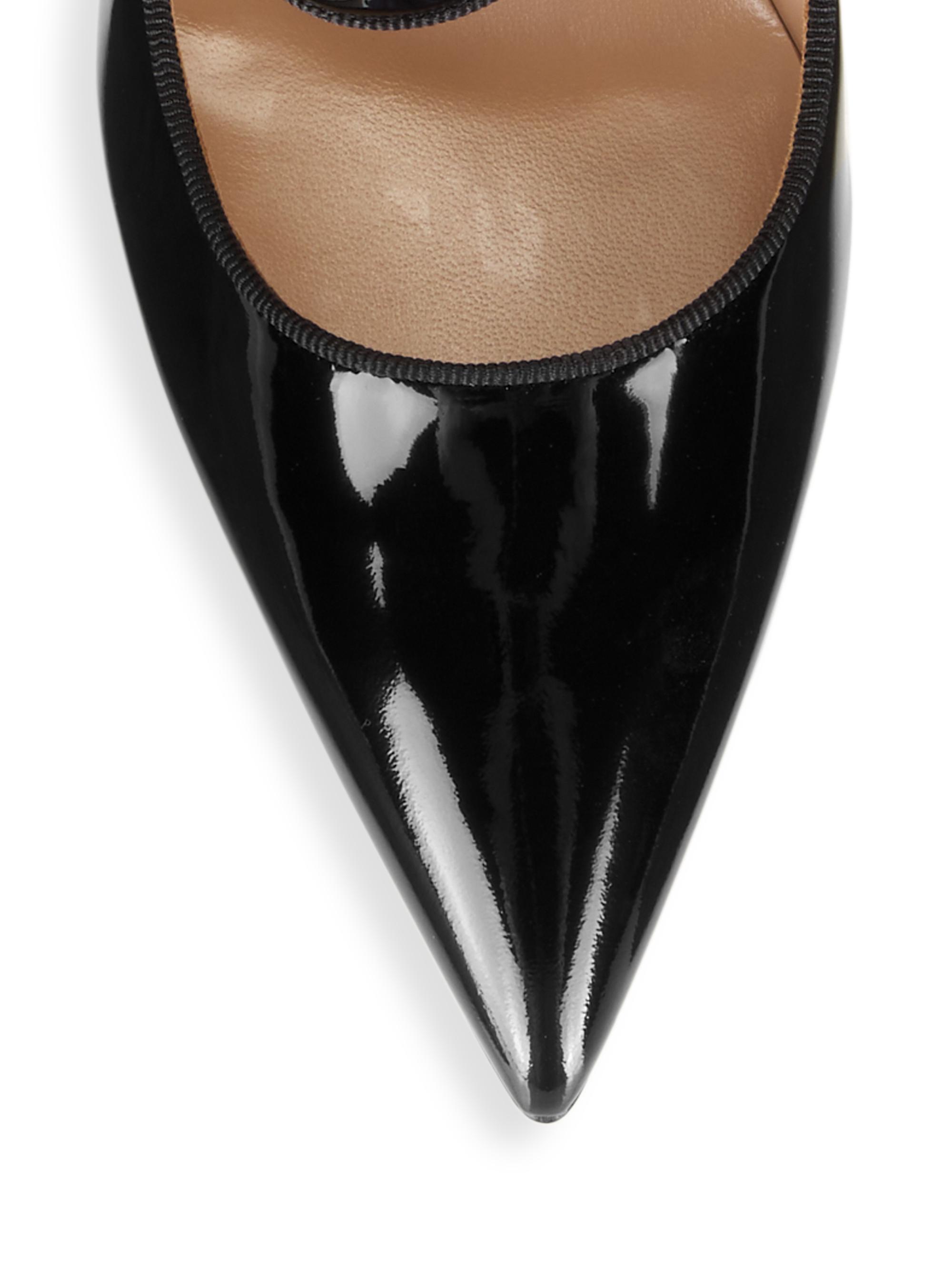 Manolo Blahnik Women's Campari 90MM Patent Leather Mary Jane Pumps - Black - detail view in Black