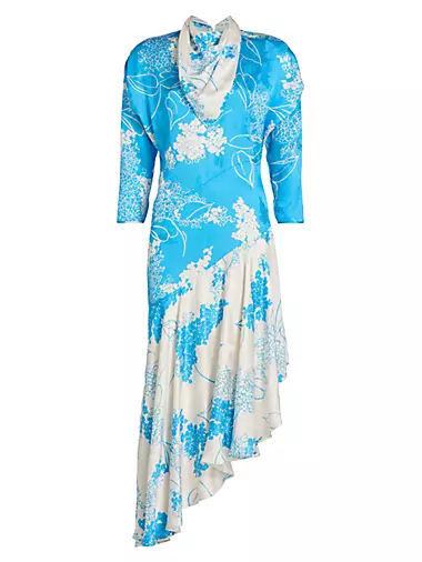 Printed Silk Asymmetric Dress