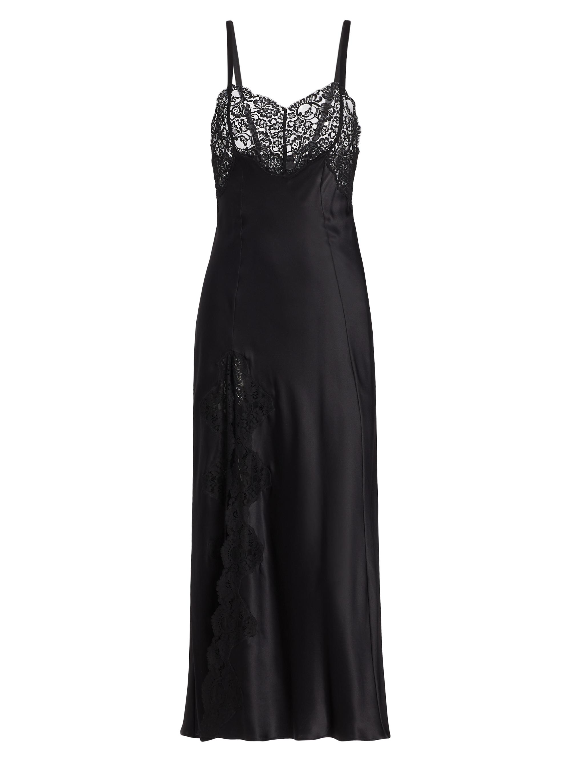 Rodarte Women's Silk Satin & Lace Slipdress - Black