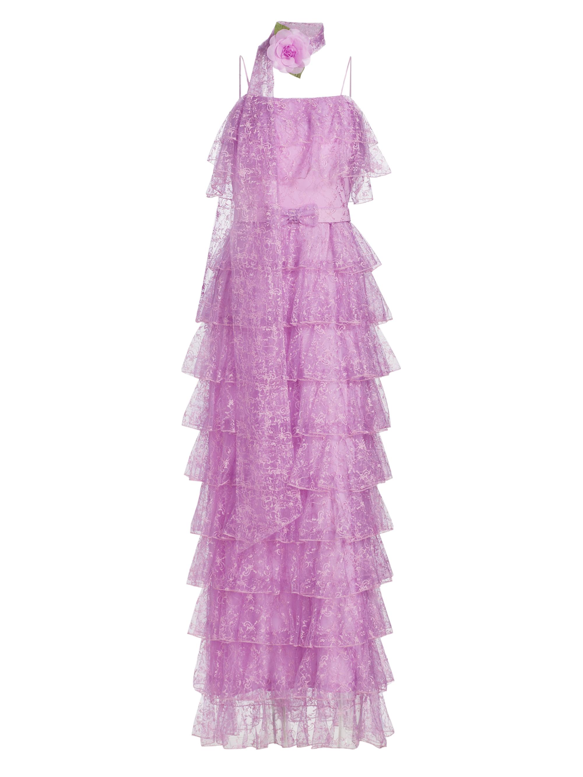 Rodarte Women's Tiered Ruffle Dress - Purple