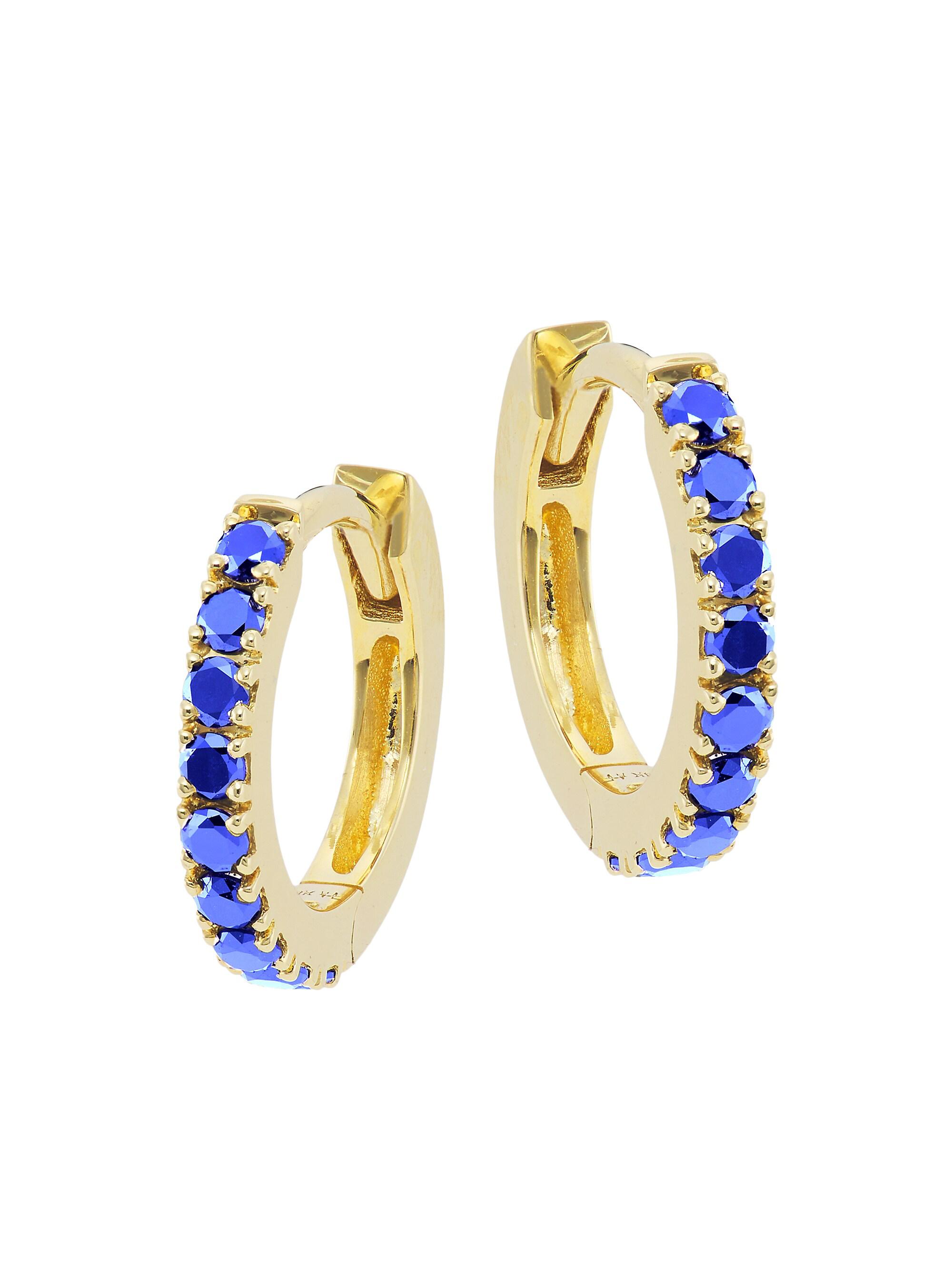 Andrea Fohrman Women's Kat 14K Yellow Gold & Blue Sapphire Huggie Hoop Earrings - Black Sapphire