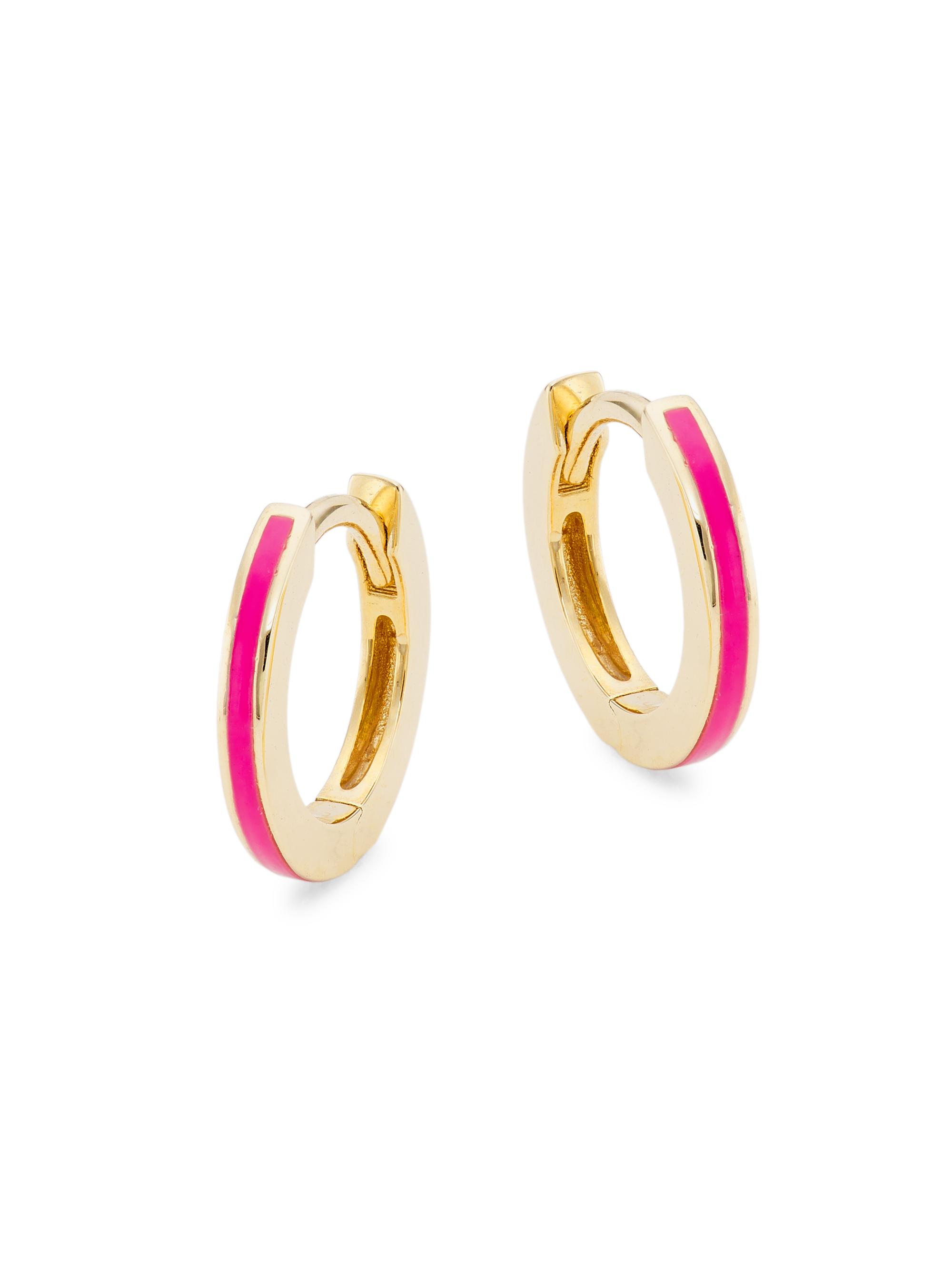 Andrea Fohrman Women's Kat 14K Yellow Gold & Enamel Huggie Hoop Earrings - Gold Pink