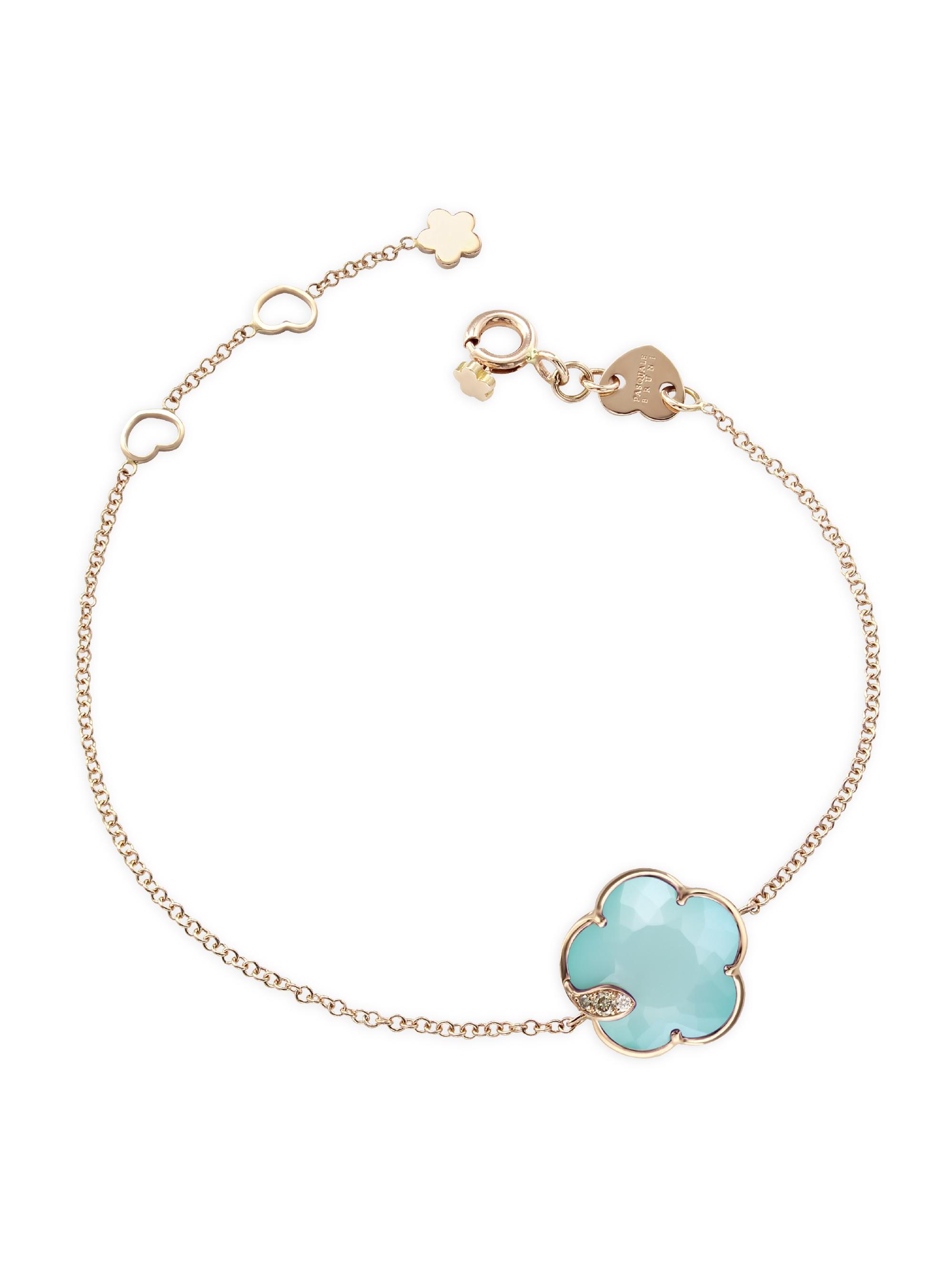 Pasquale Bruni Women's Petit Joli 18K Rose Gold, 0.04 TCW Diamonds, Turquoise & White Moonstone Bracelet - Turquoise