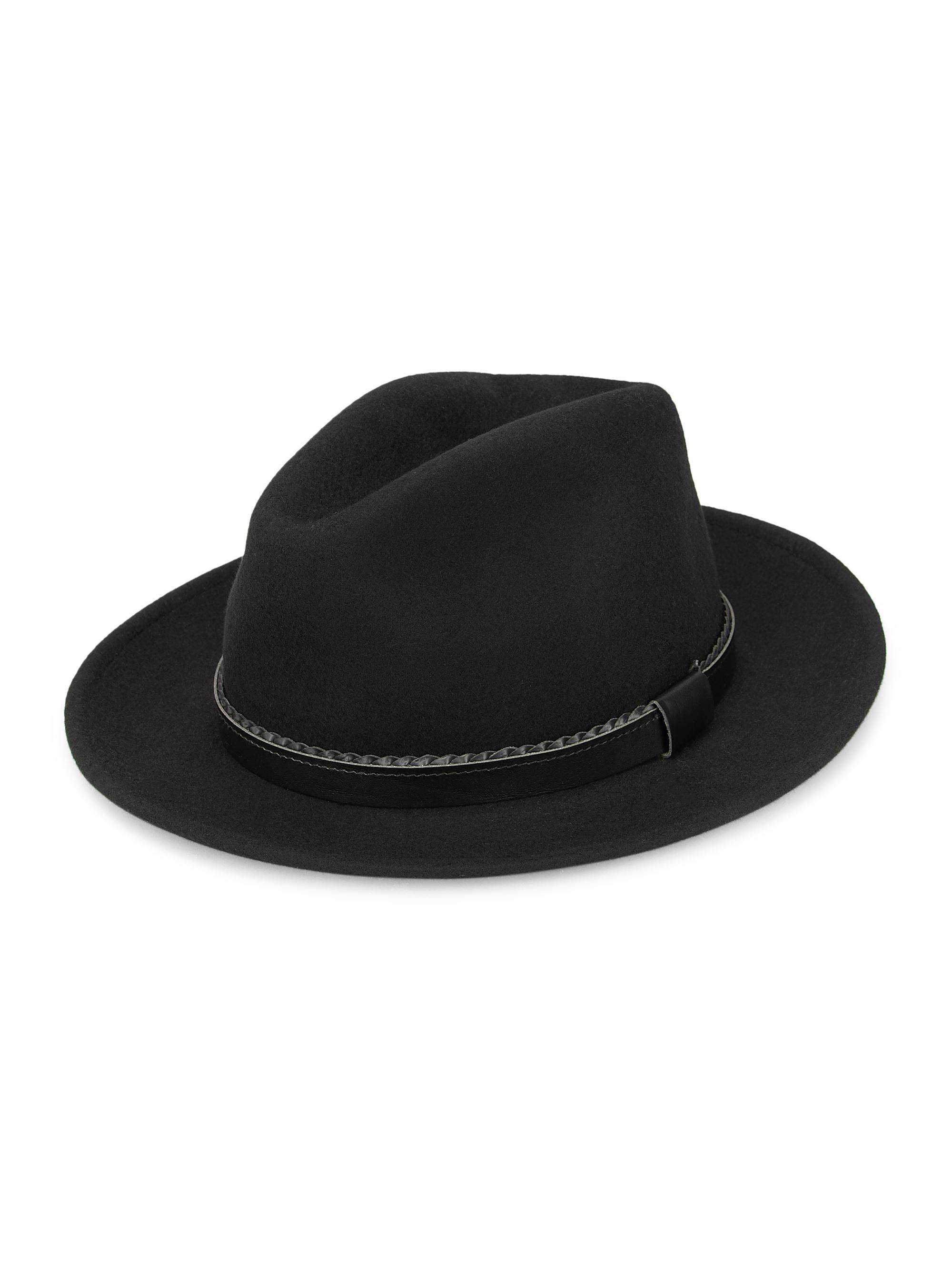 Saks Fifth Avenue Men's COLLECTION Leather-Trimmed Wool Fedora - Moonless
