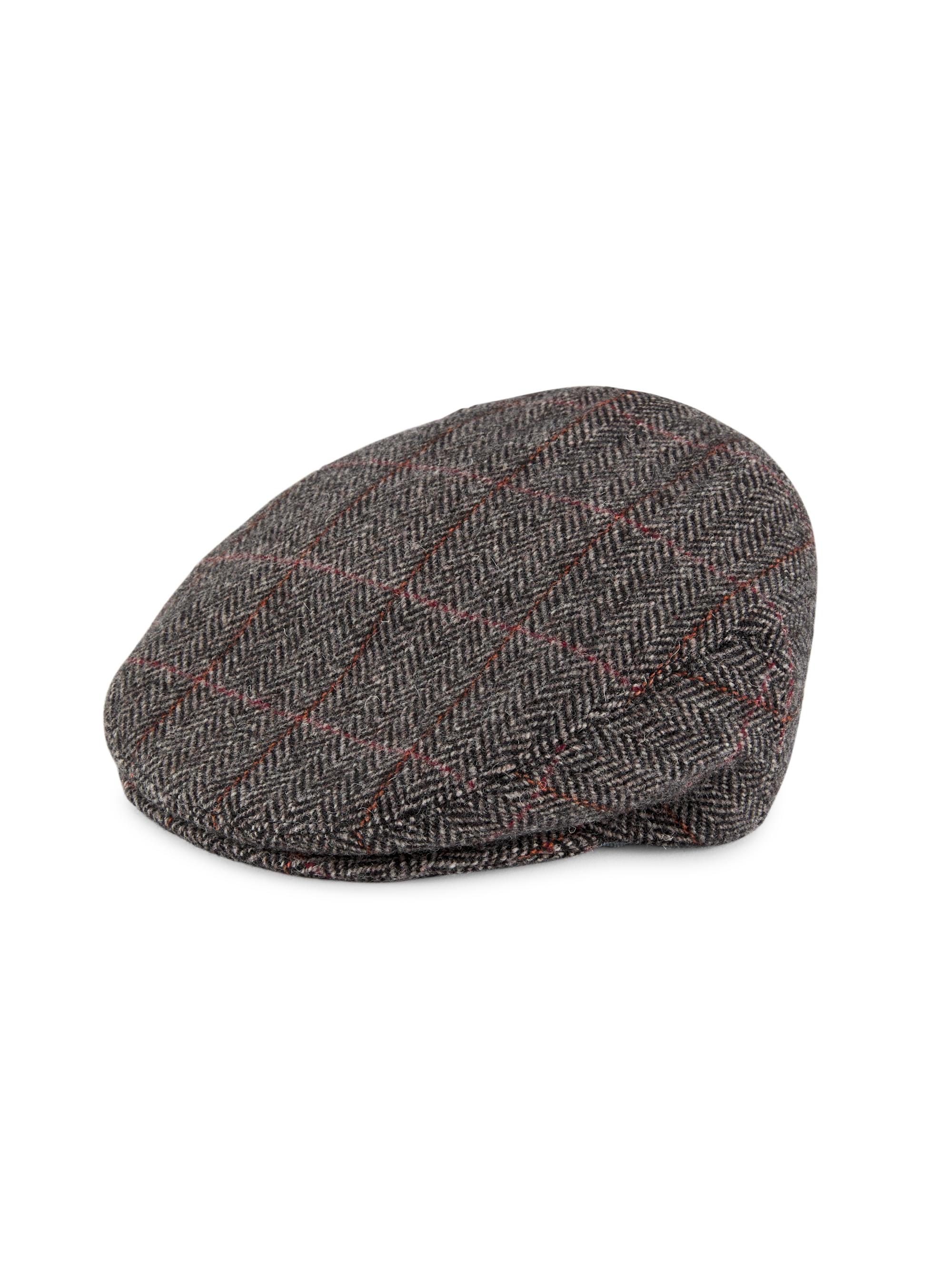 Saks Fifth Avenue Men's COLLECTION Plaid Wool Flat Cap - Anemone