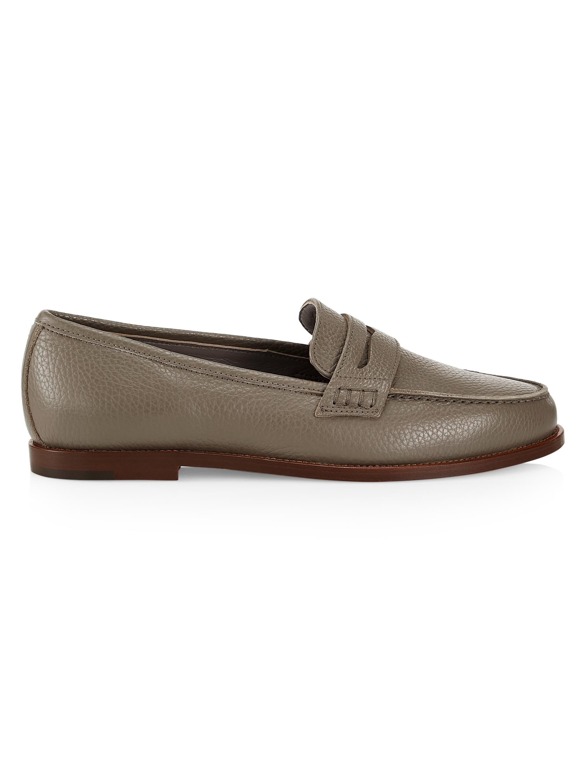 Manolo Blahnik Women's Perrita Leather Loafers - Grey Brown