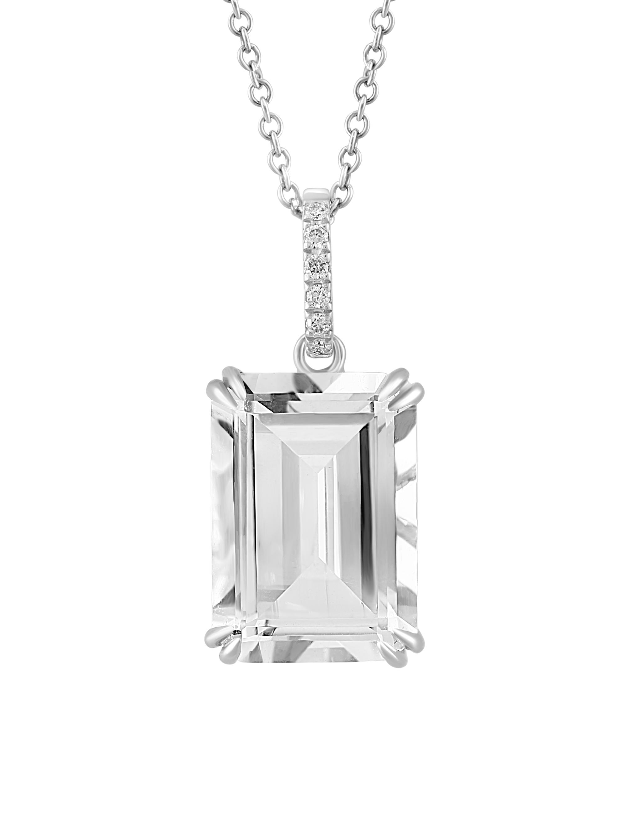 Saks Fifth Avenue Collection Women's 14K White Gold, White Topaz & 0.04 TCW Diamond Pendant Necklace - White Gold